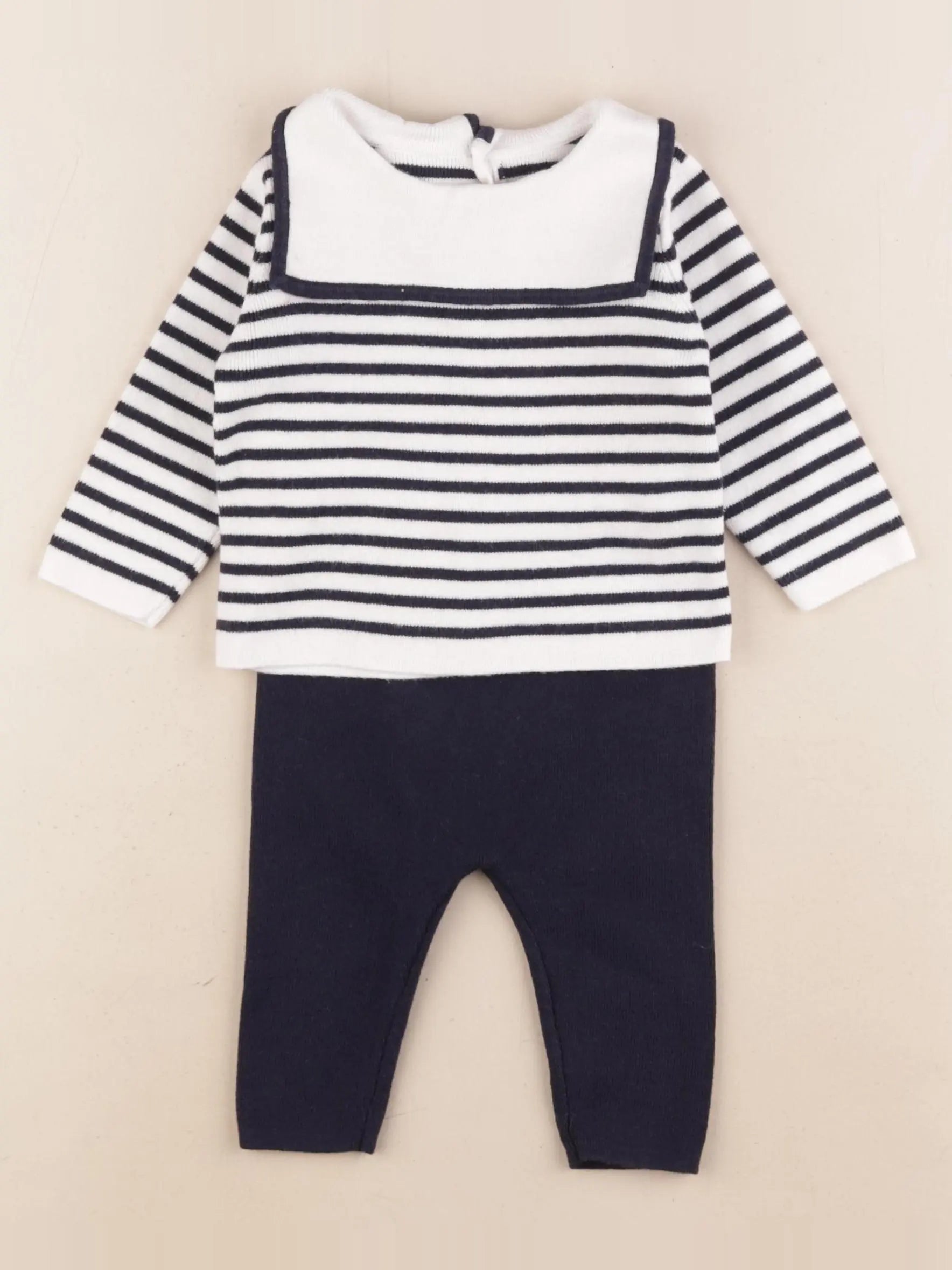 Jacadi - ensemble blanc, bleu - 6 mois