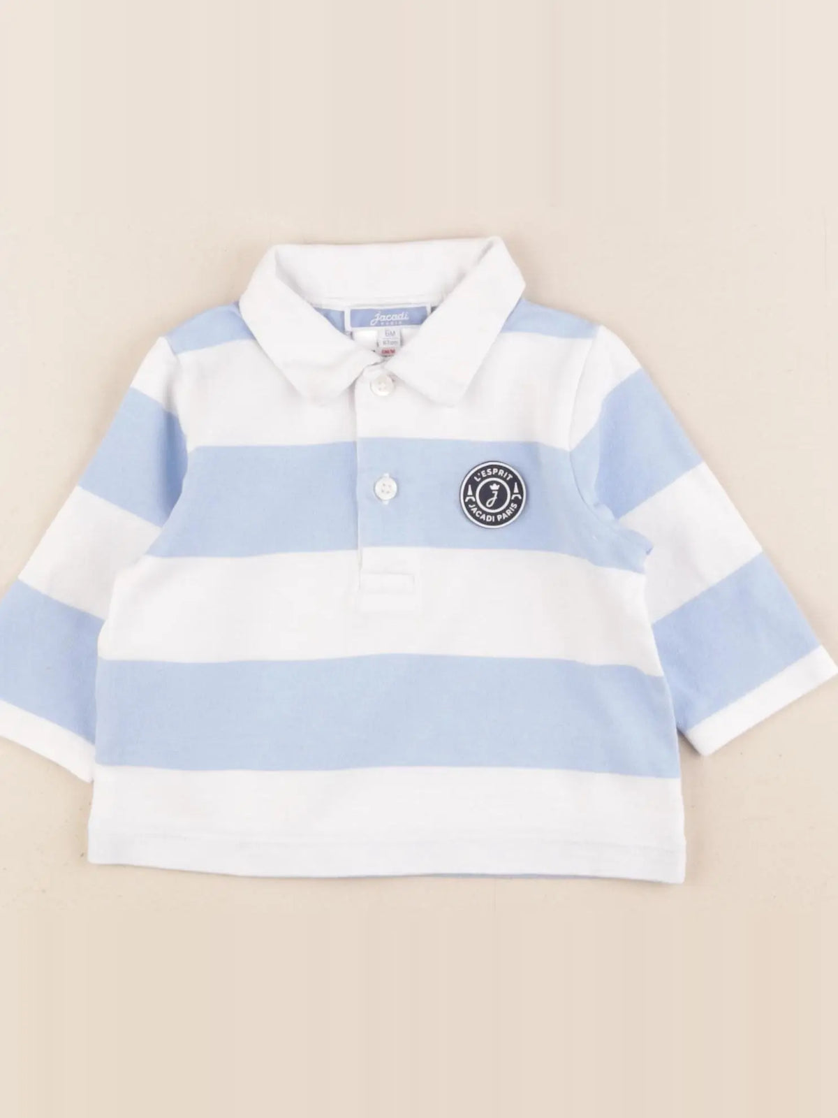 Jacadi - polo blanc, bleu - 6 mois