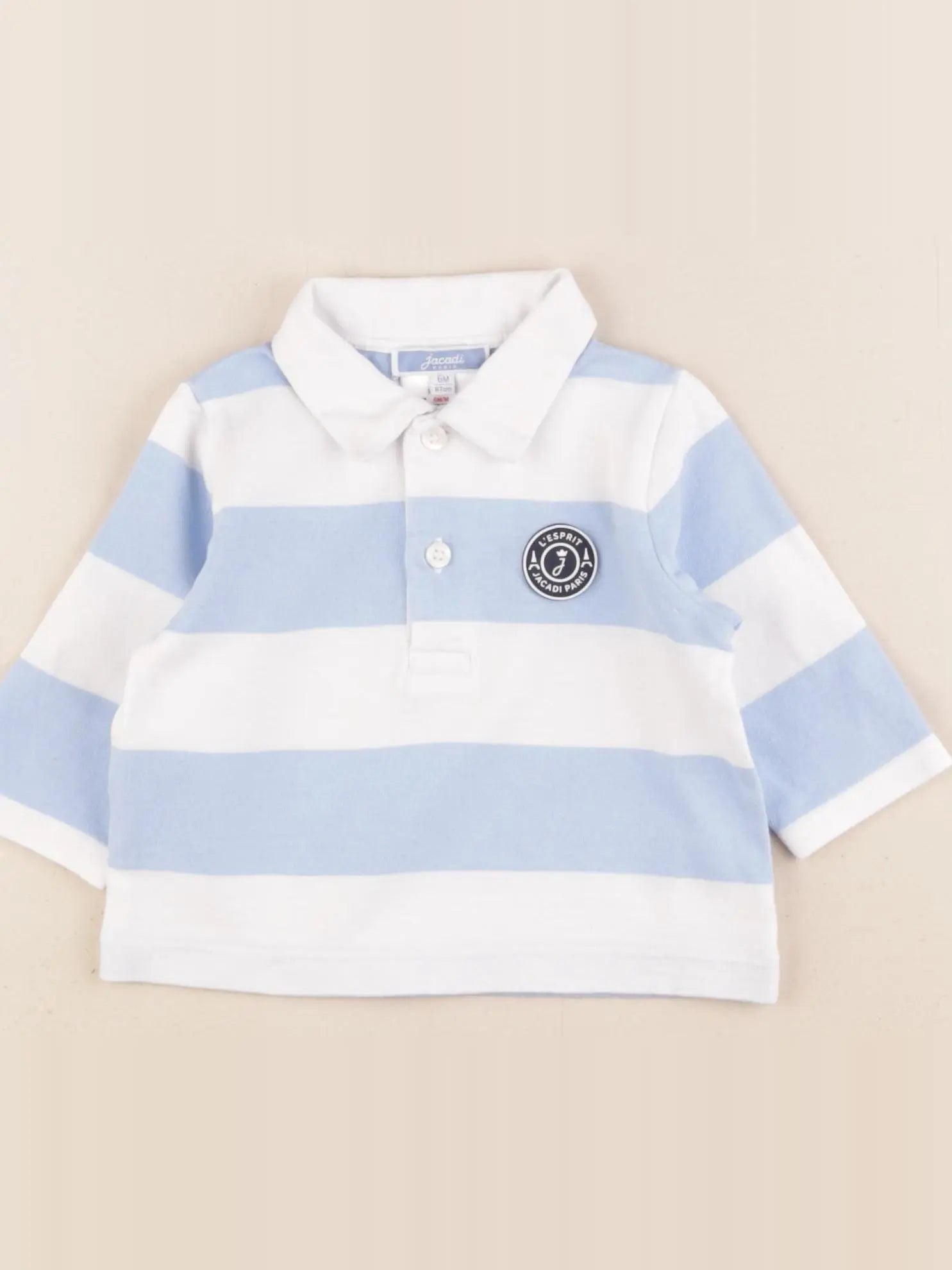 Jacadi - polo blanc, bleu - 6 mois