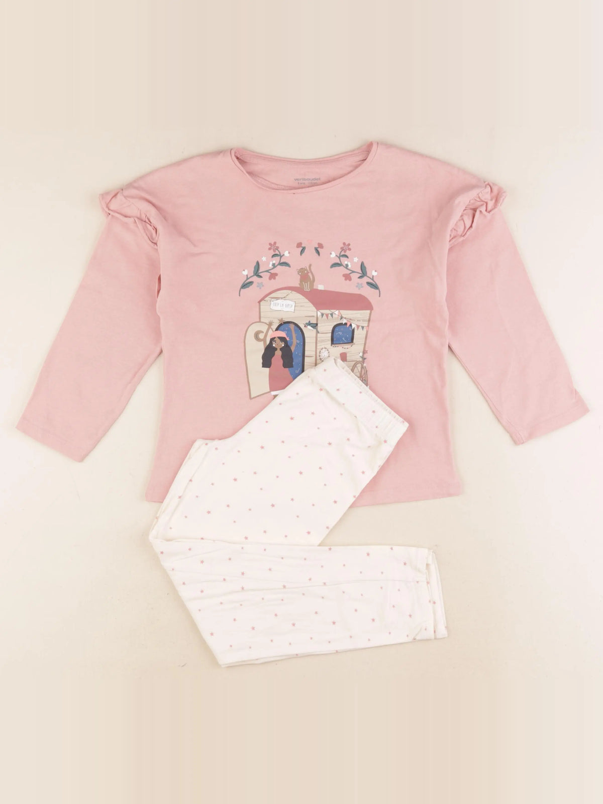 Vertbaudet - pyjama coton rose - 6 ans