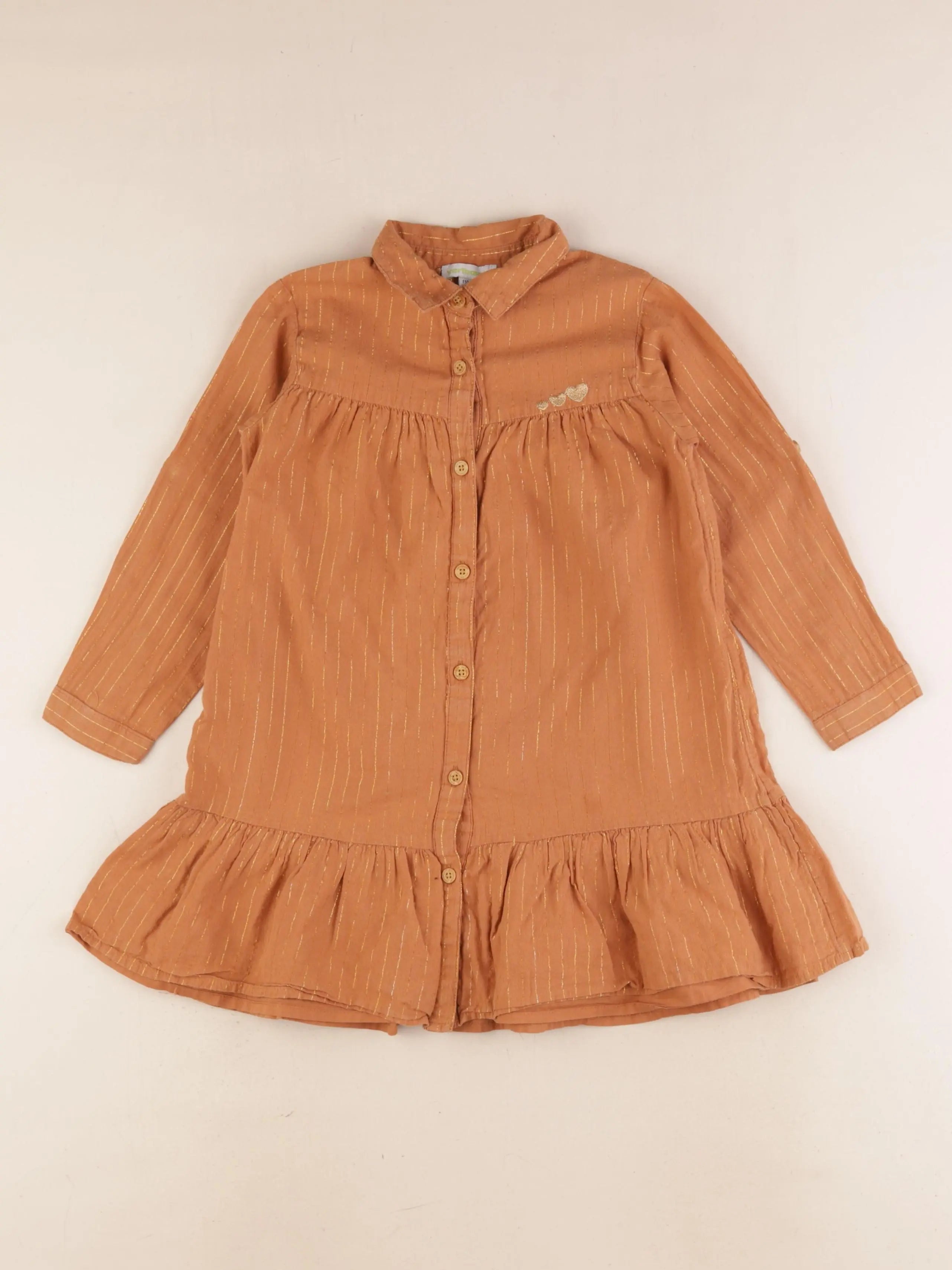 Vertbaudet - robe marron, or - 4 ans