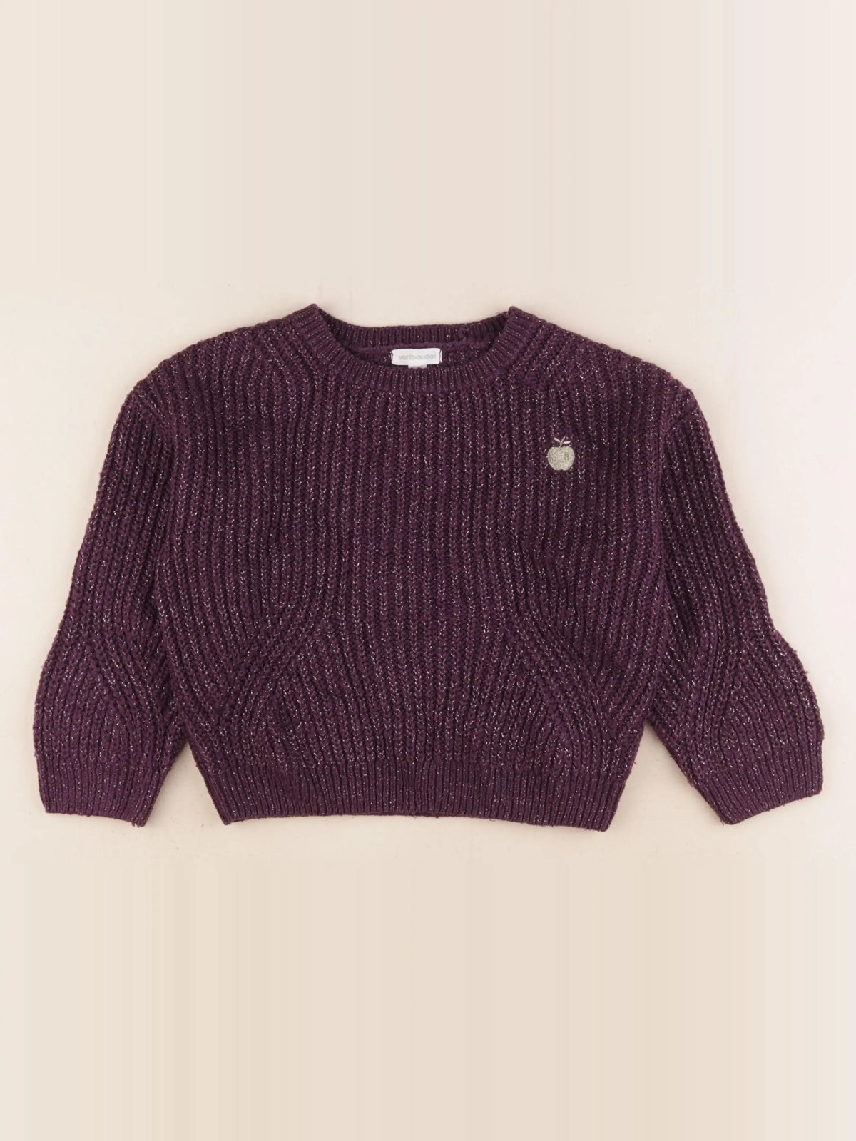 Vertbaudet - pull or, violet - 5 ans