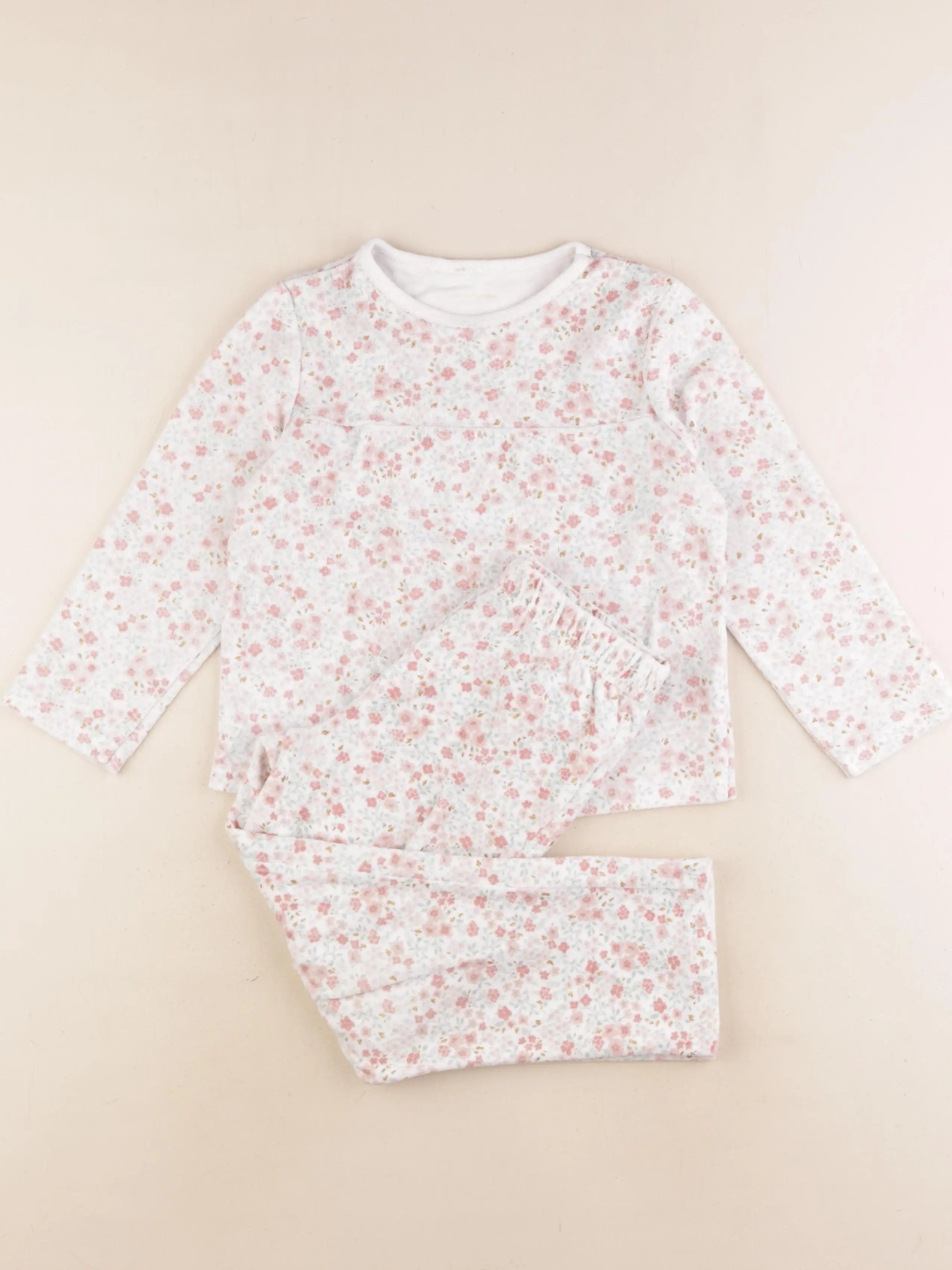 Vertbaudet - pyjama velours blanc - 6 ans