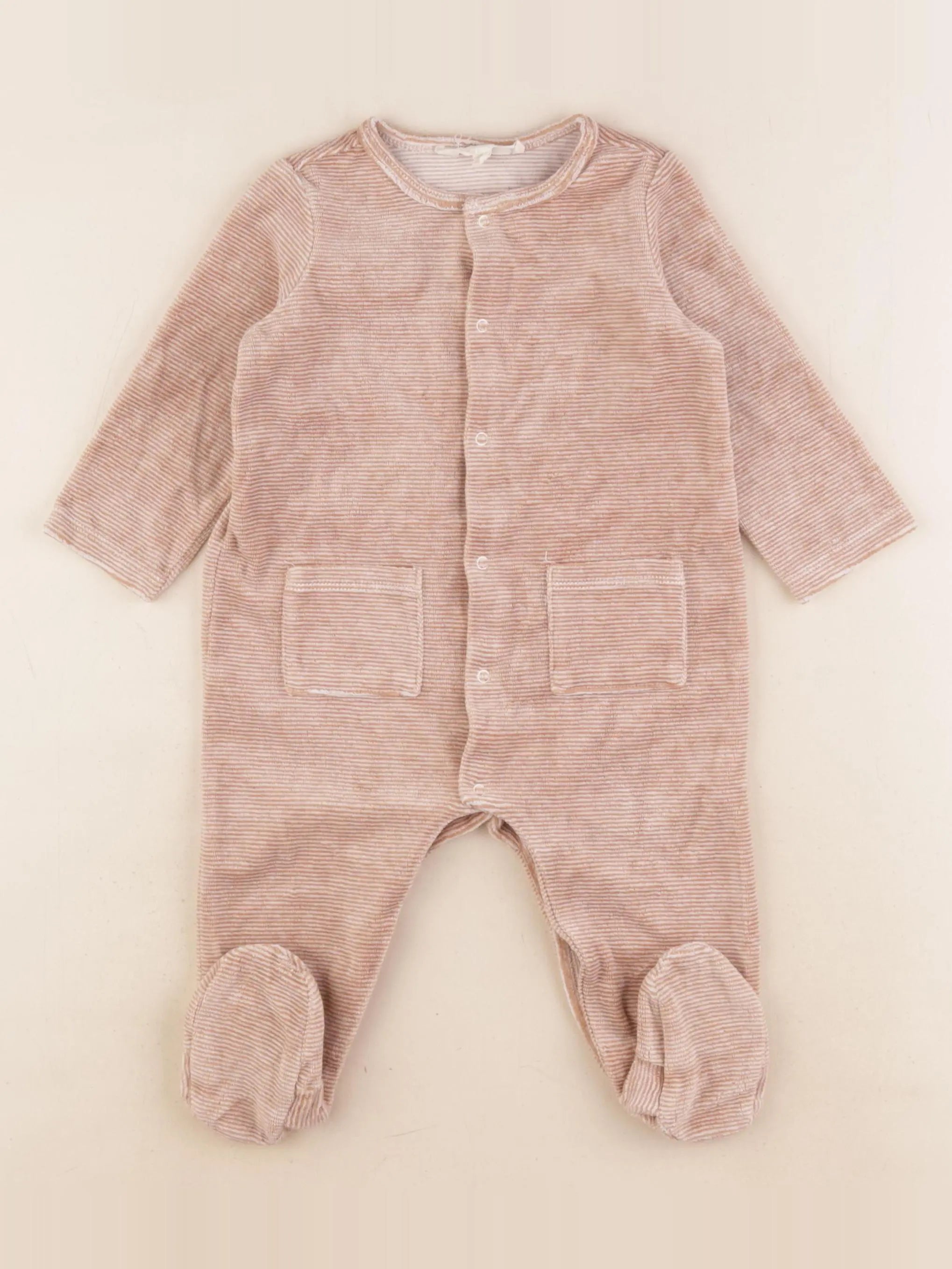 Little Cigogne - pyjama velours beige - 12 mois