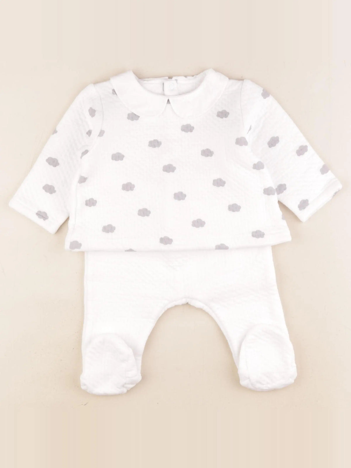 Jacadi - pyjama coton blanc, gris - 1 an