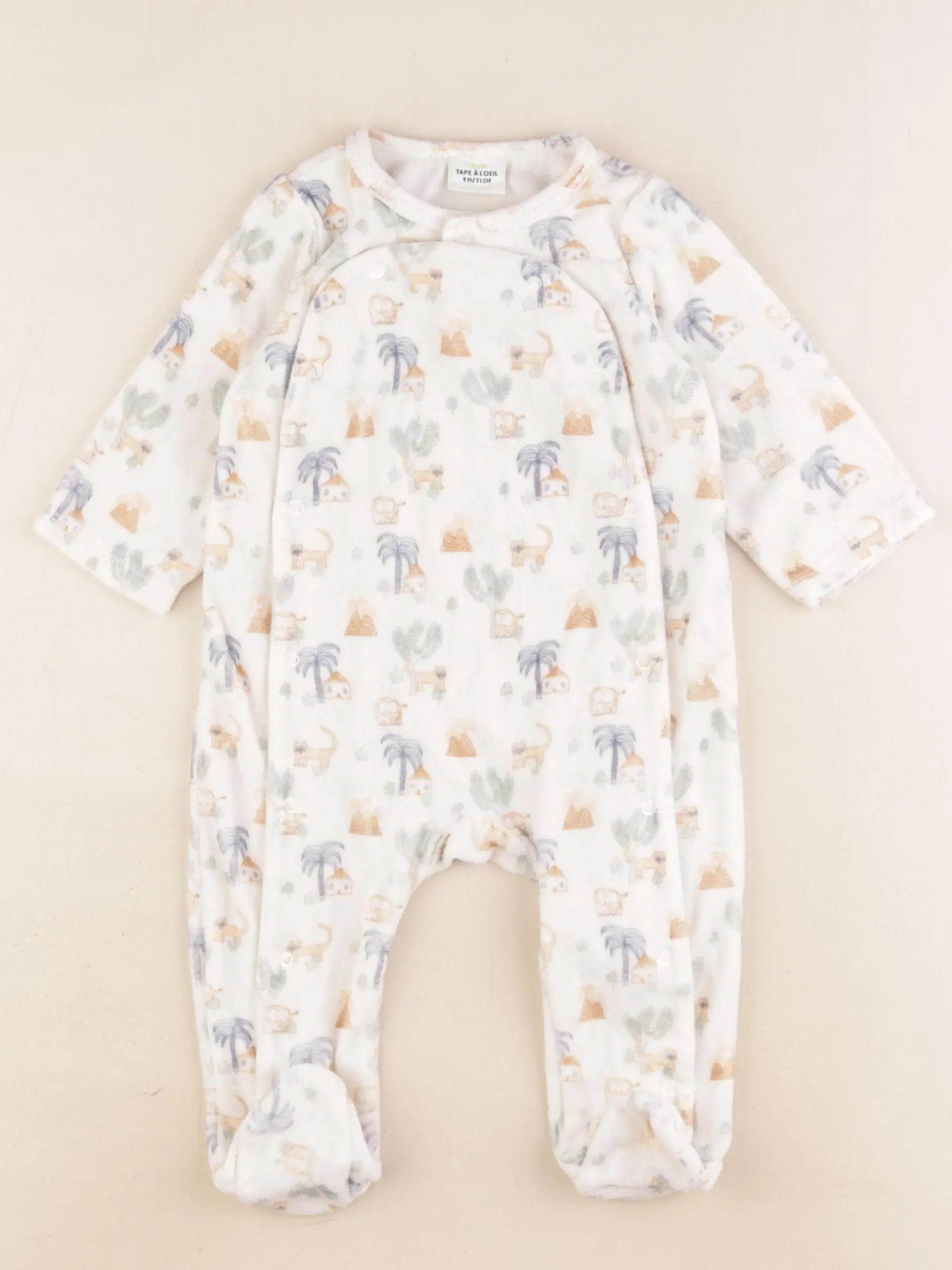 Tape à l'oeil - pyjama velours multicolore - 9 mois