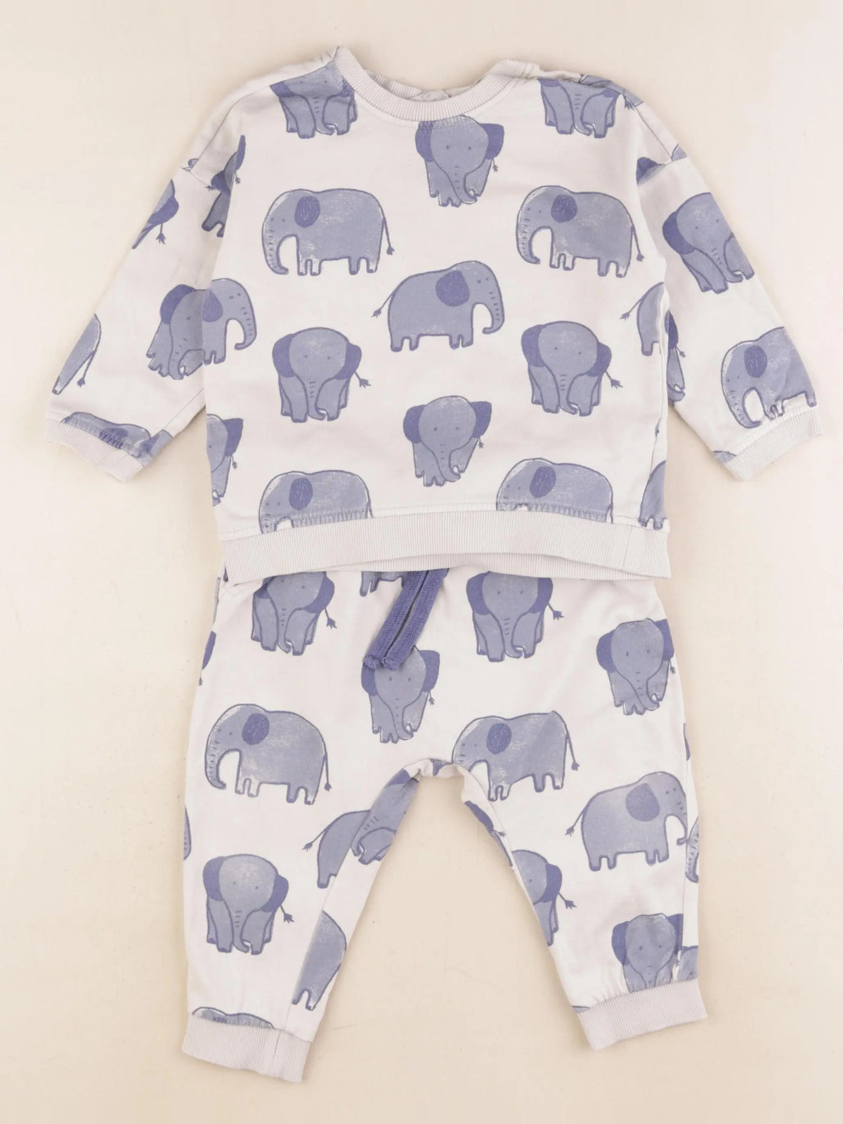 H&M - ensemble blanc, bleu - 9/12 mois