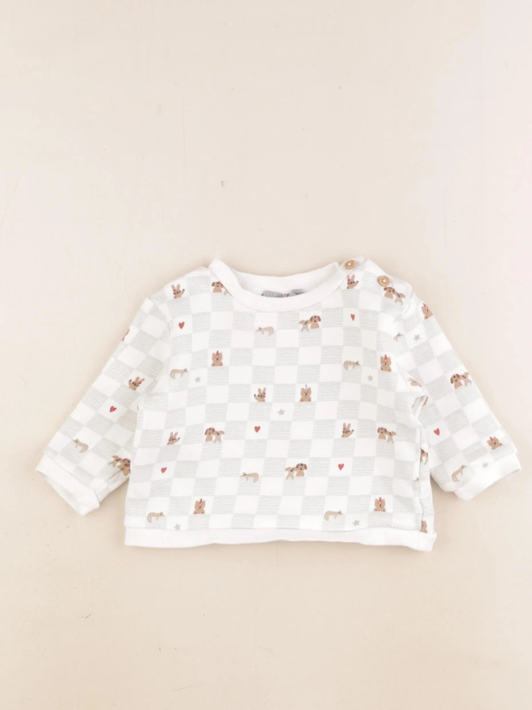 Boutchou - sweat blanc, vert - 9 mois