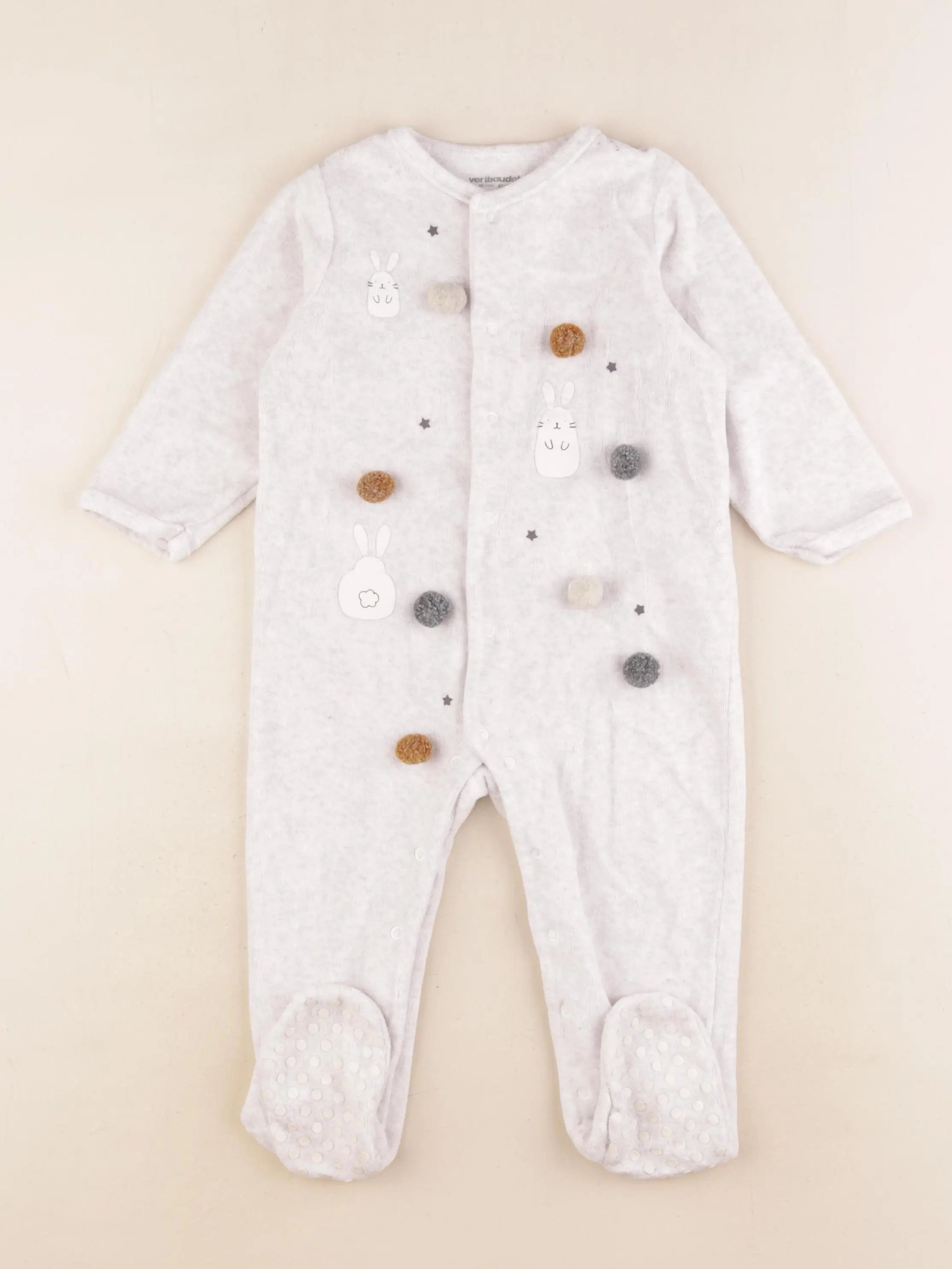 Vertbaudet - pyjama velours gris - 18 mois