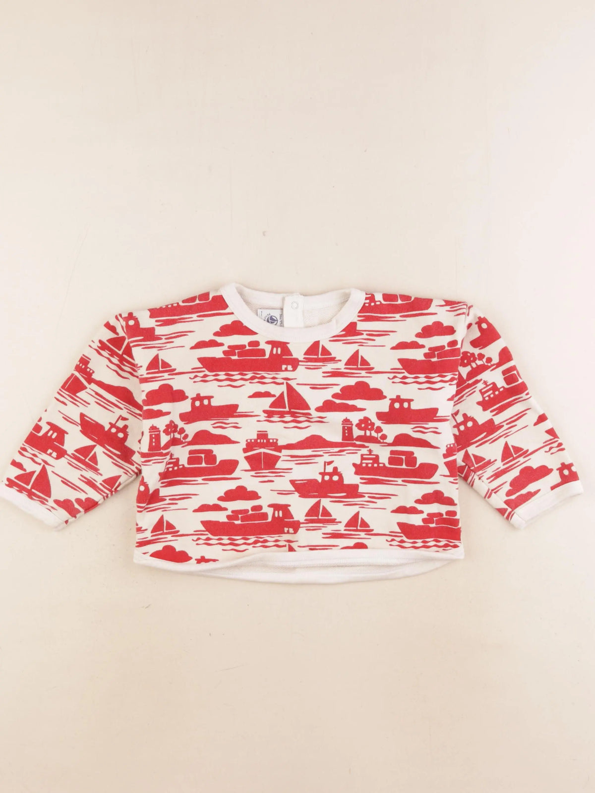 Petit Bateau - sweat rouge - 36 mois