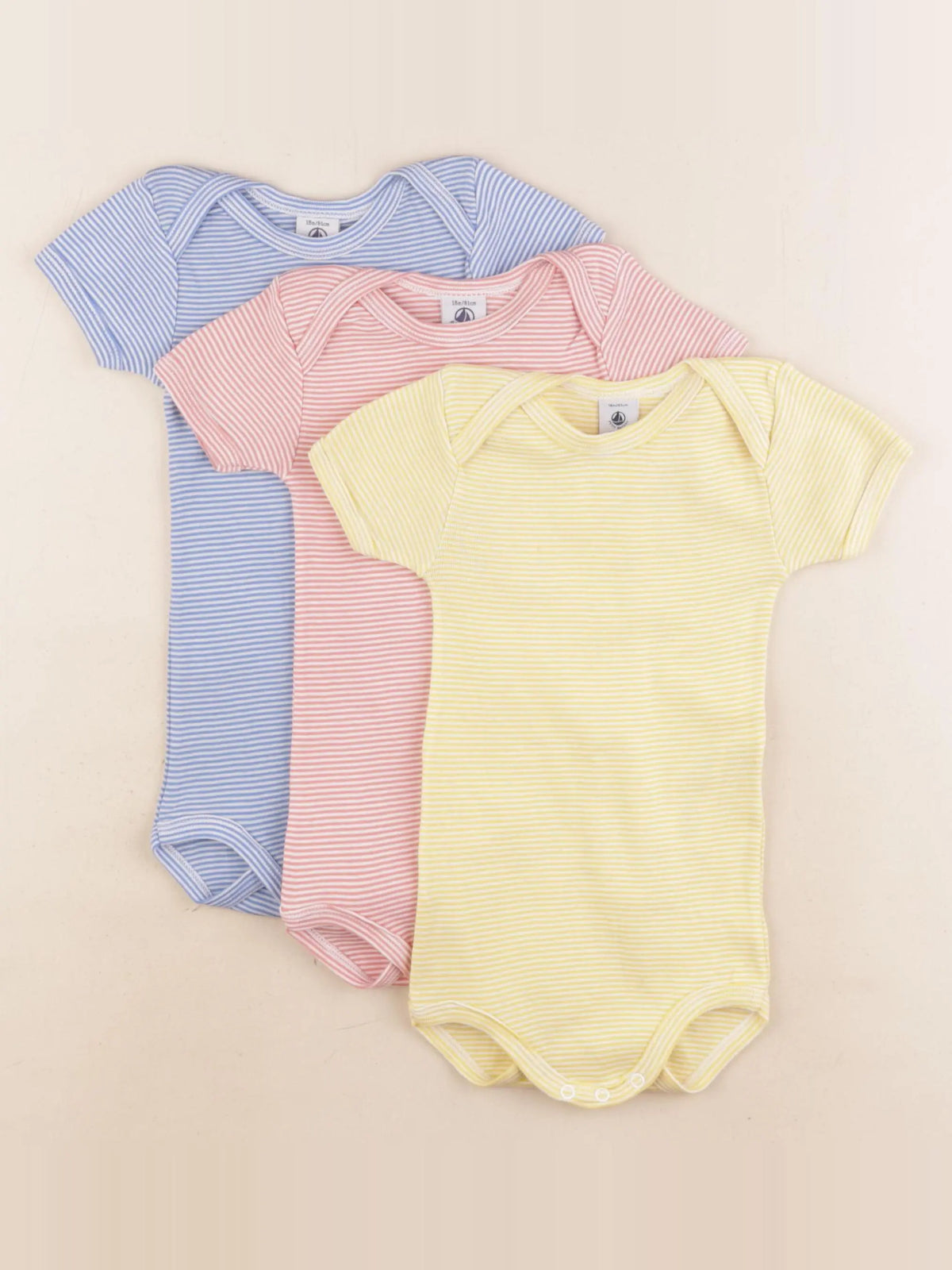Petit Bateau - lot de 3 bodies en coton multicolore - 18 mois