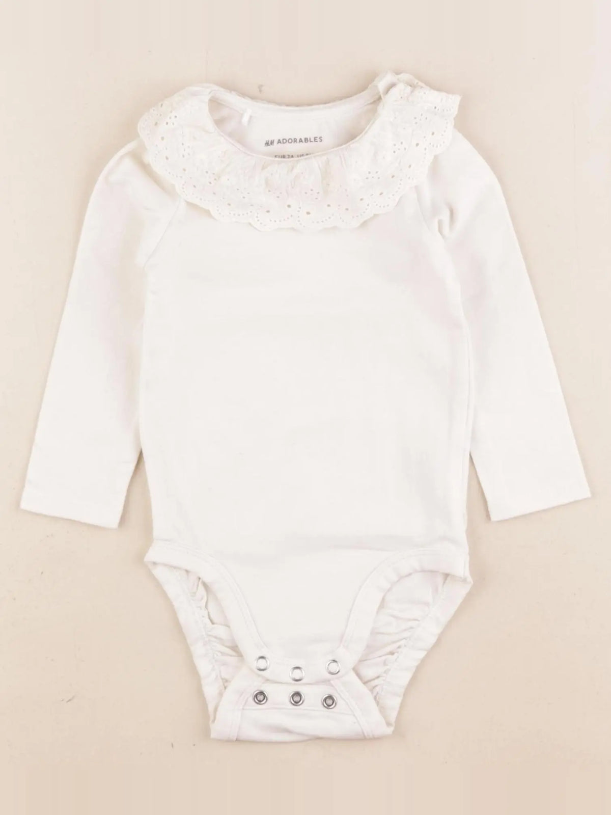 H&M - body à col beige - 6/9 mois