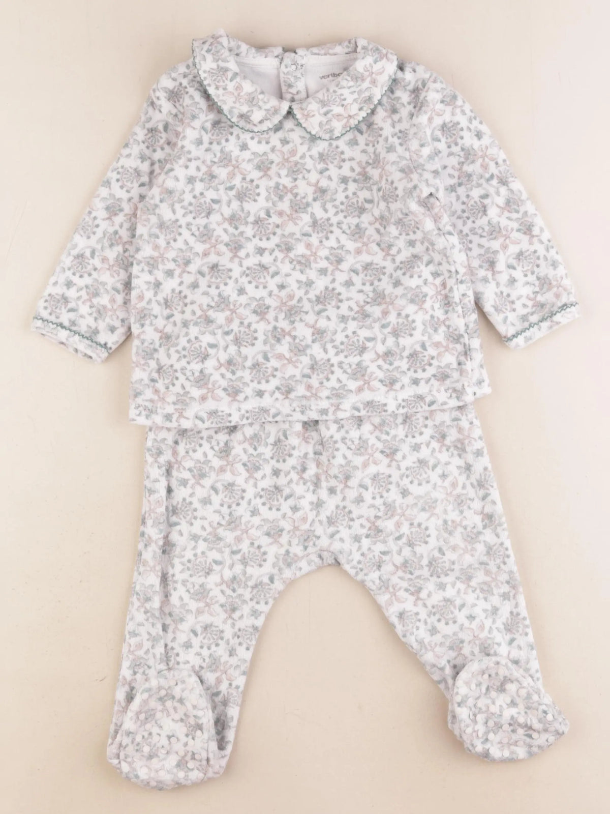 Vertbaudet - pyjama velours multicolore - 12 mois