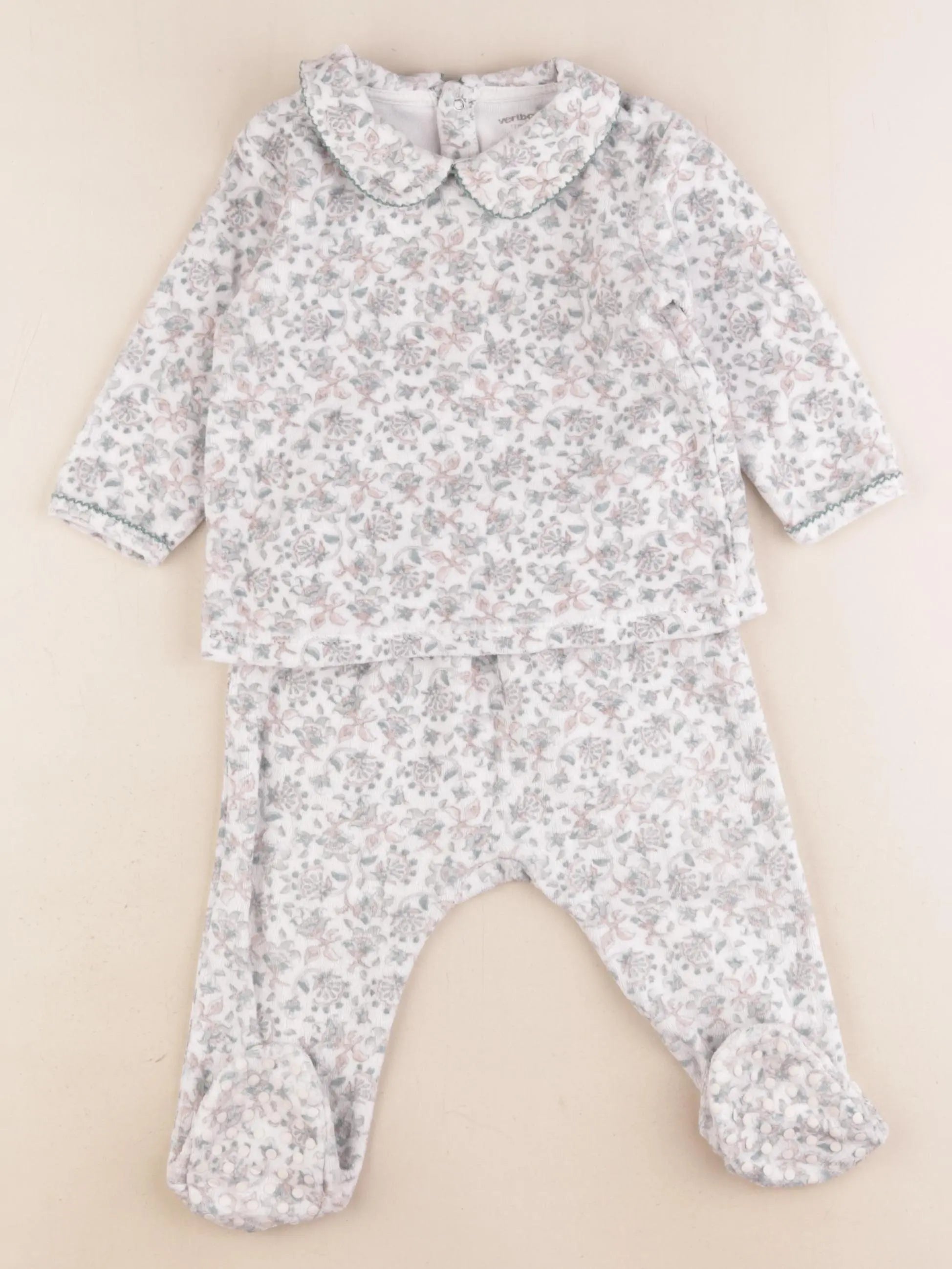 Vertbaudet - pyjama velours multicolore - 12 mois
