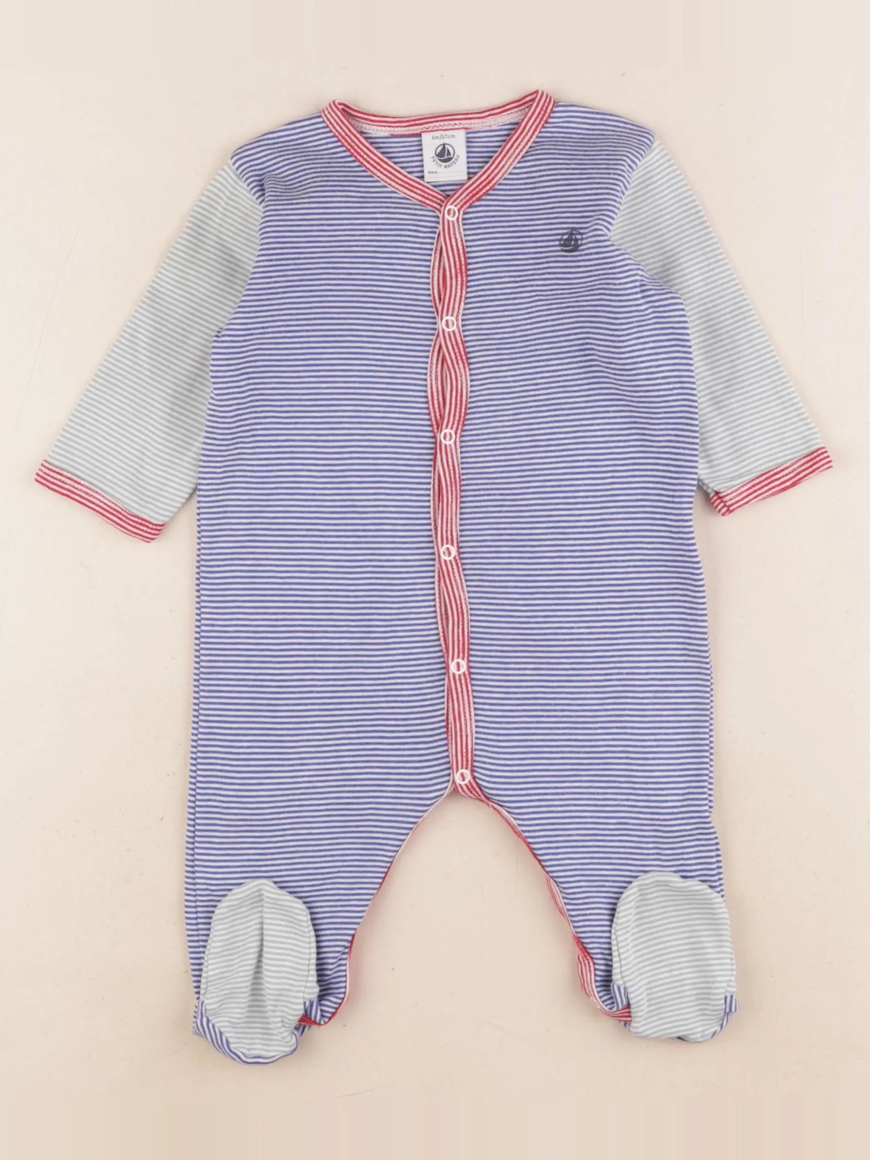 Petit Bateau - pyjama velours multicolore - 6 mois