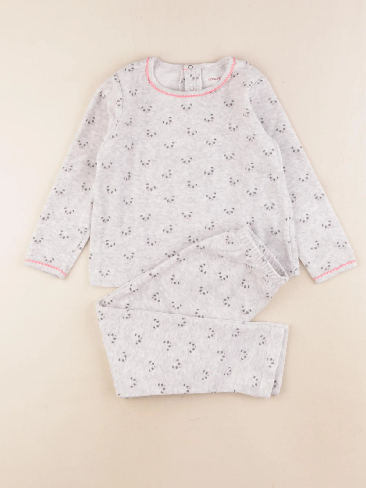 Monoprix - pyjama velours gris - 4 ans