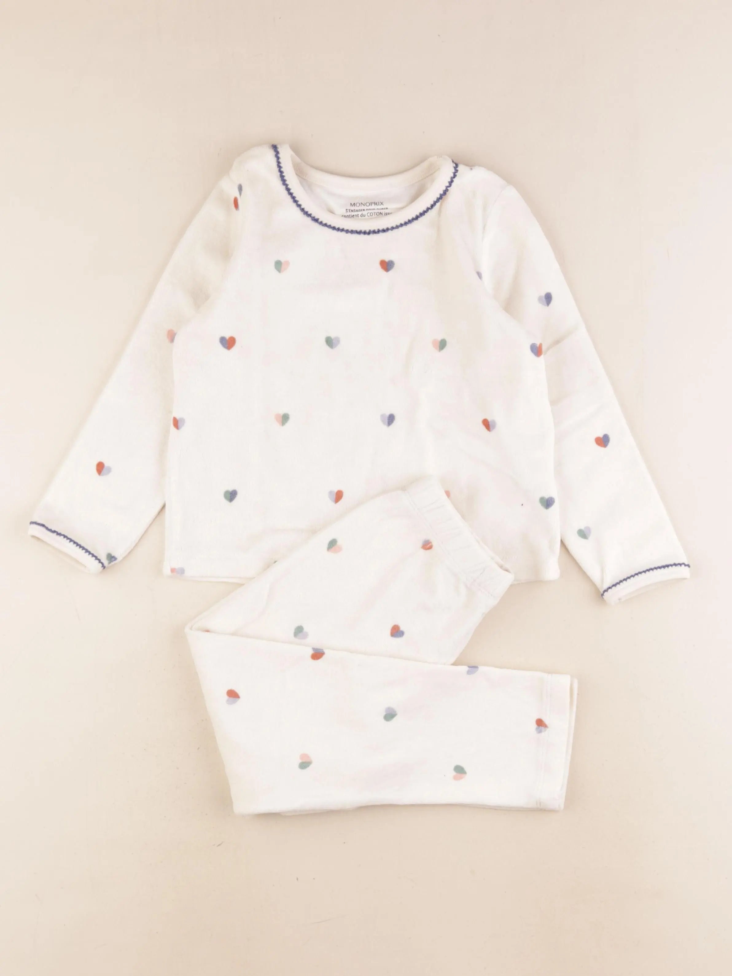 Monoprix - pyjama velours beige - 4 ans