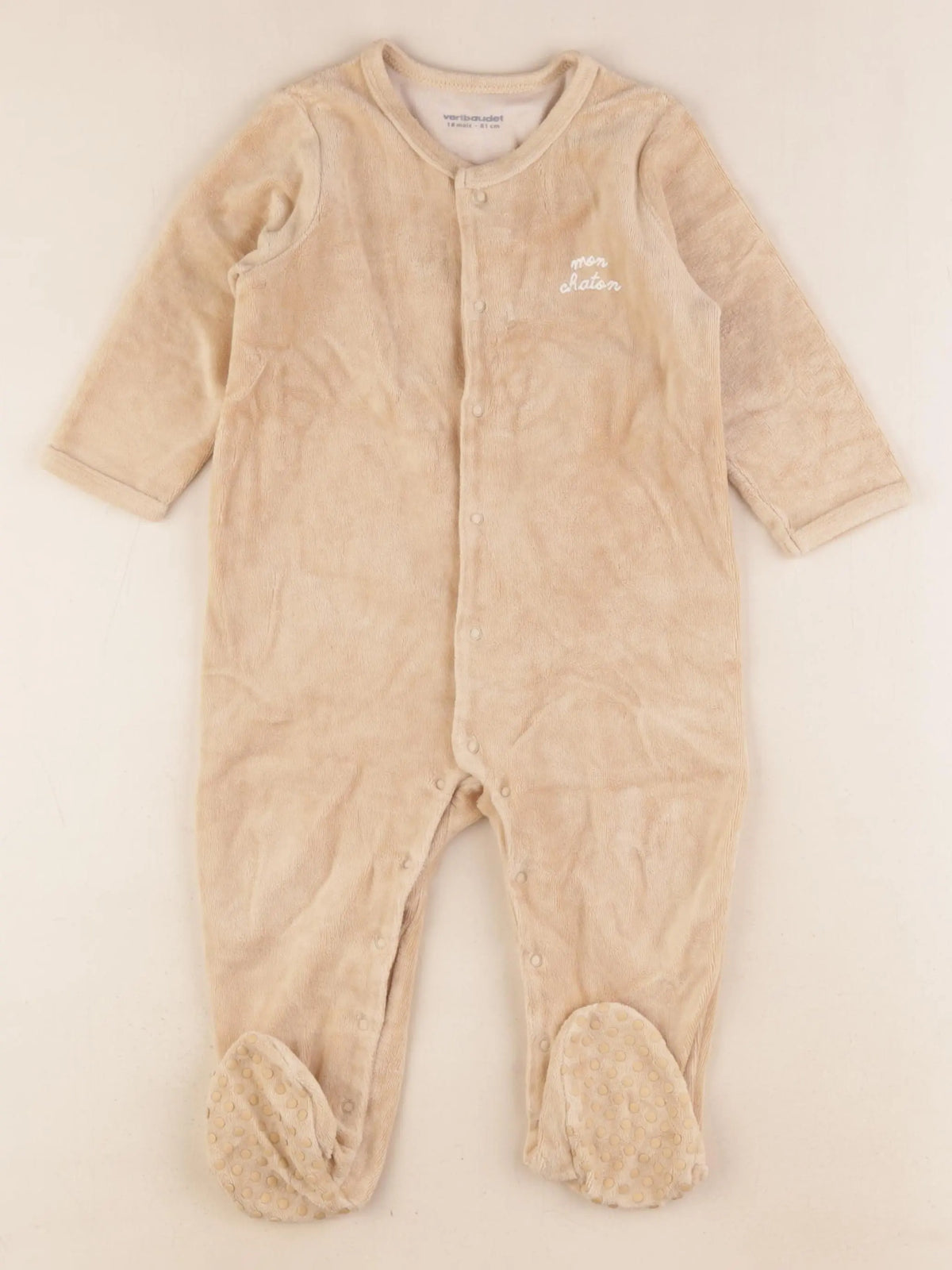 Vertbaudet - pyjama velours marron - 18 mois