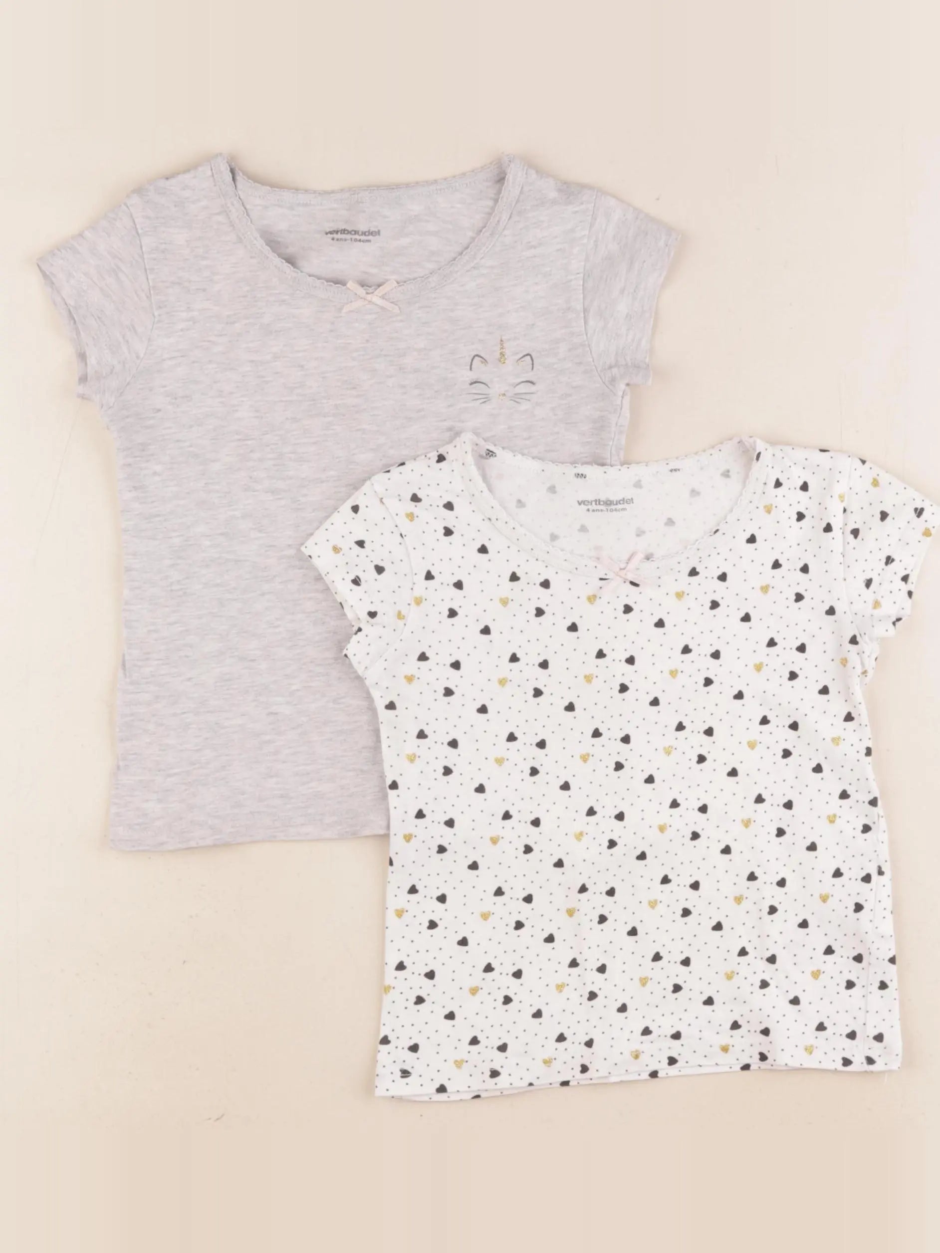 Vertbaudet - lot de 2 maillots de corps multicolore - 4 ans