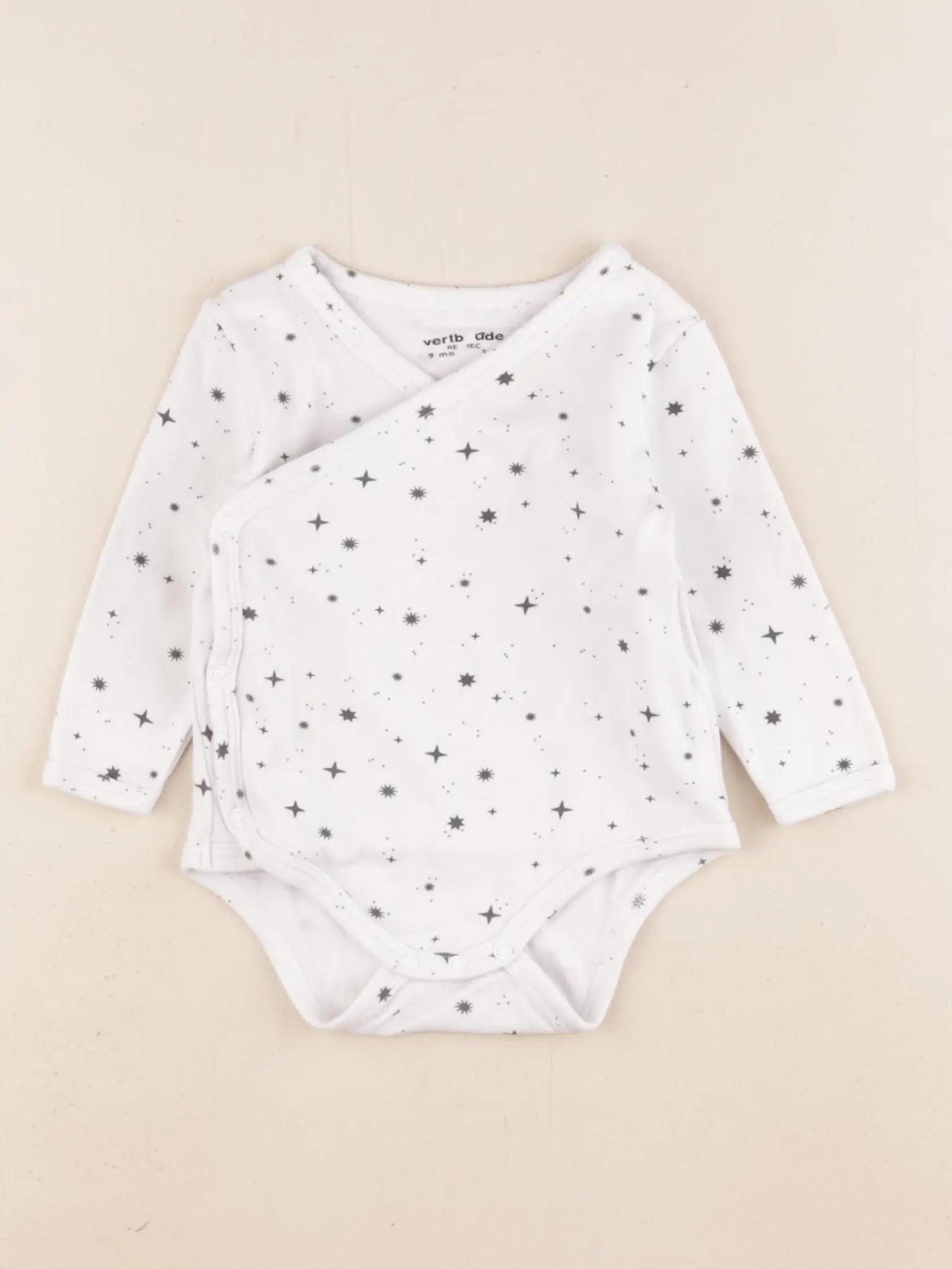 Vertbaudet - body blanc, gris - 9 mois