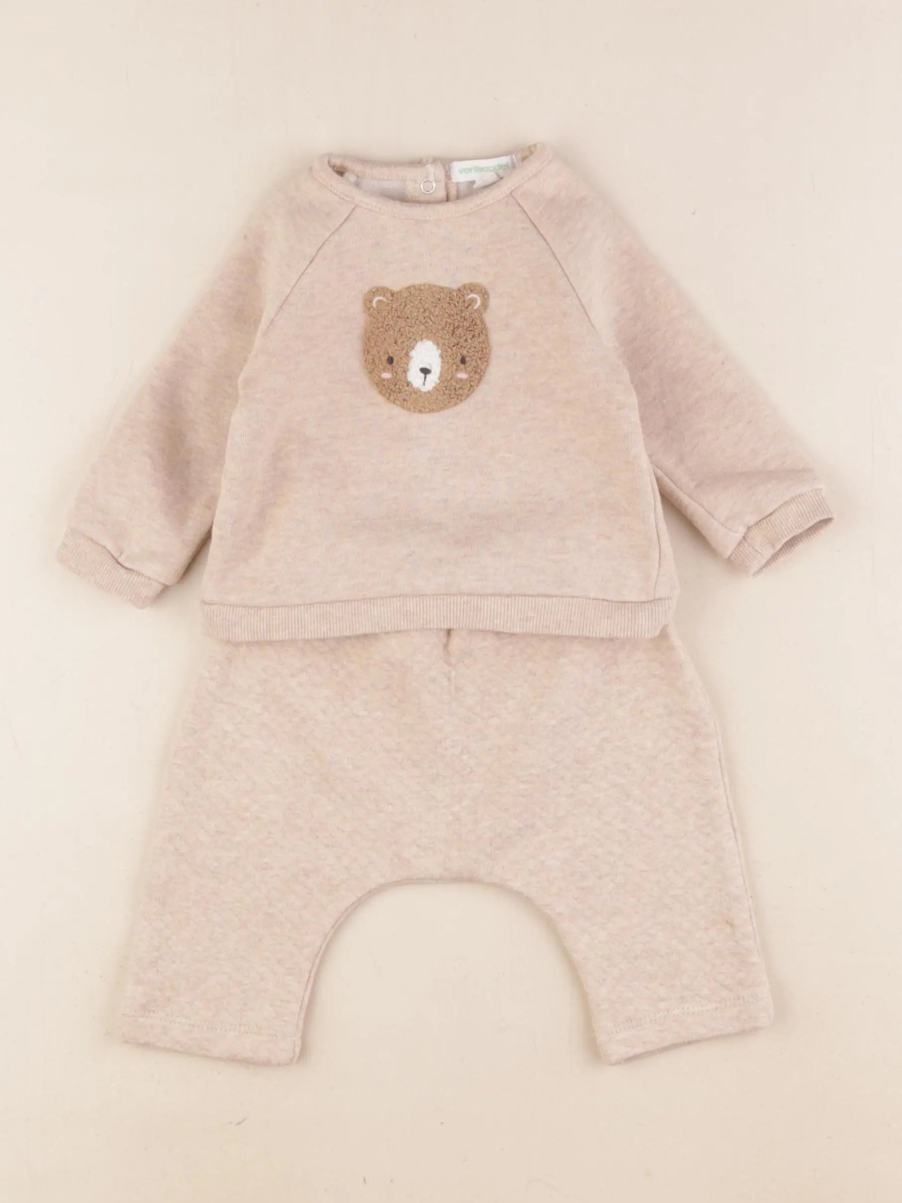 Vertbaudet - ensemble beige - 3 mois