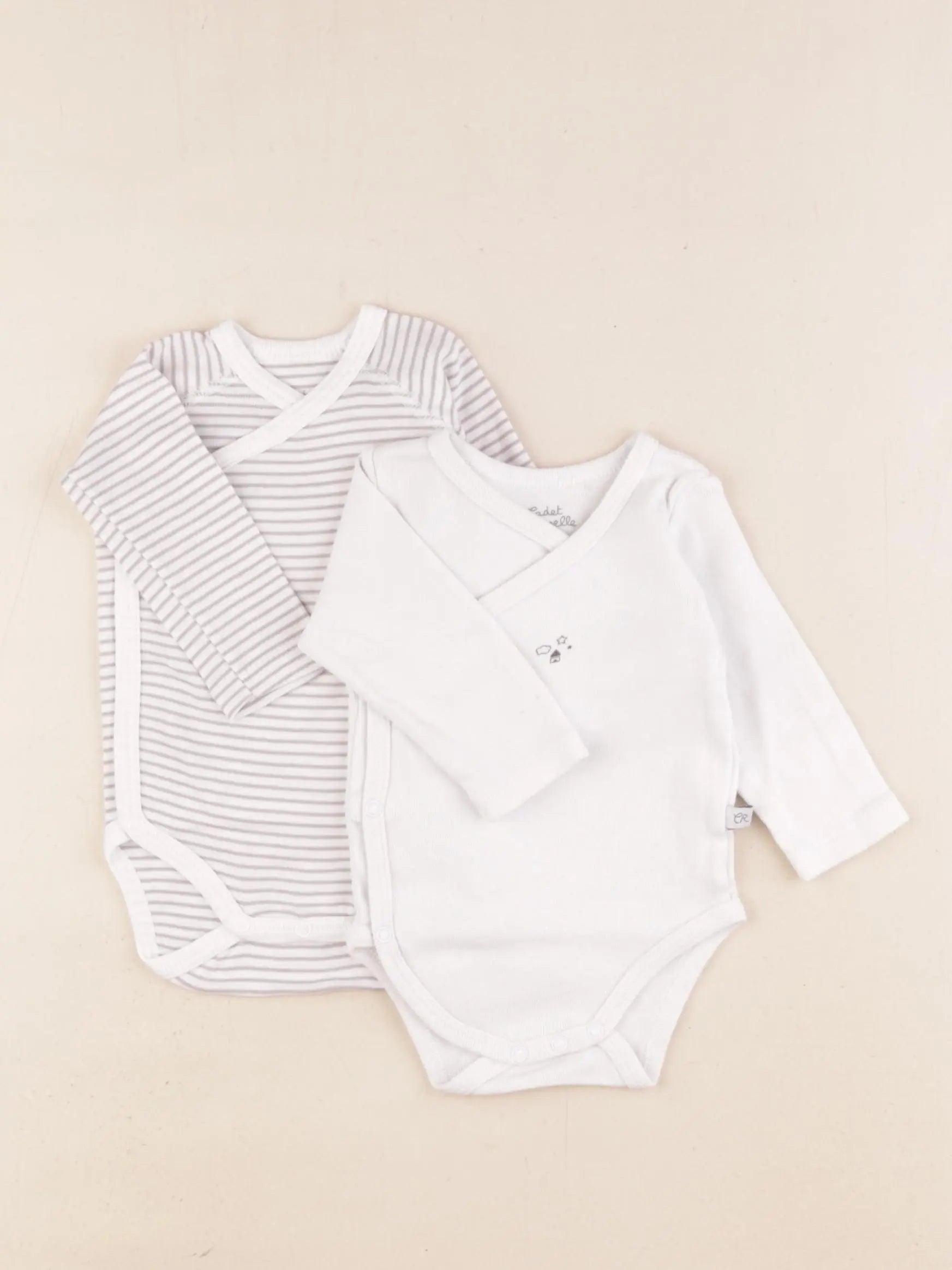 Cadet Rousselle - body blanc, taupe - 3 mois