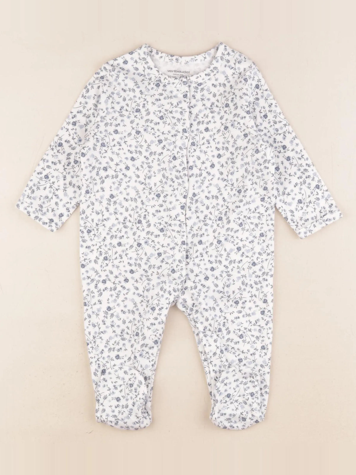 Vertbaudet - pyjama coton blanc, bleu - 6 mois