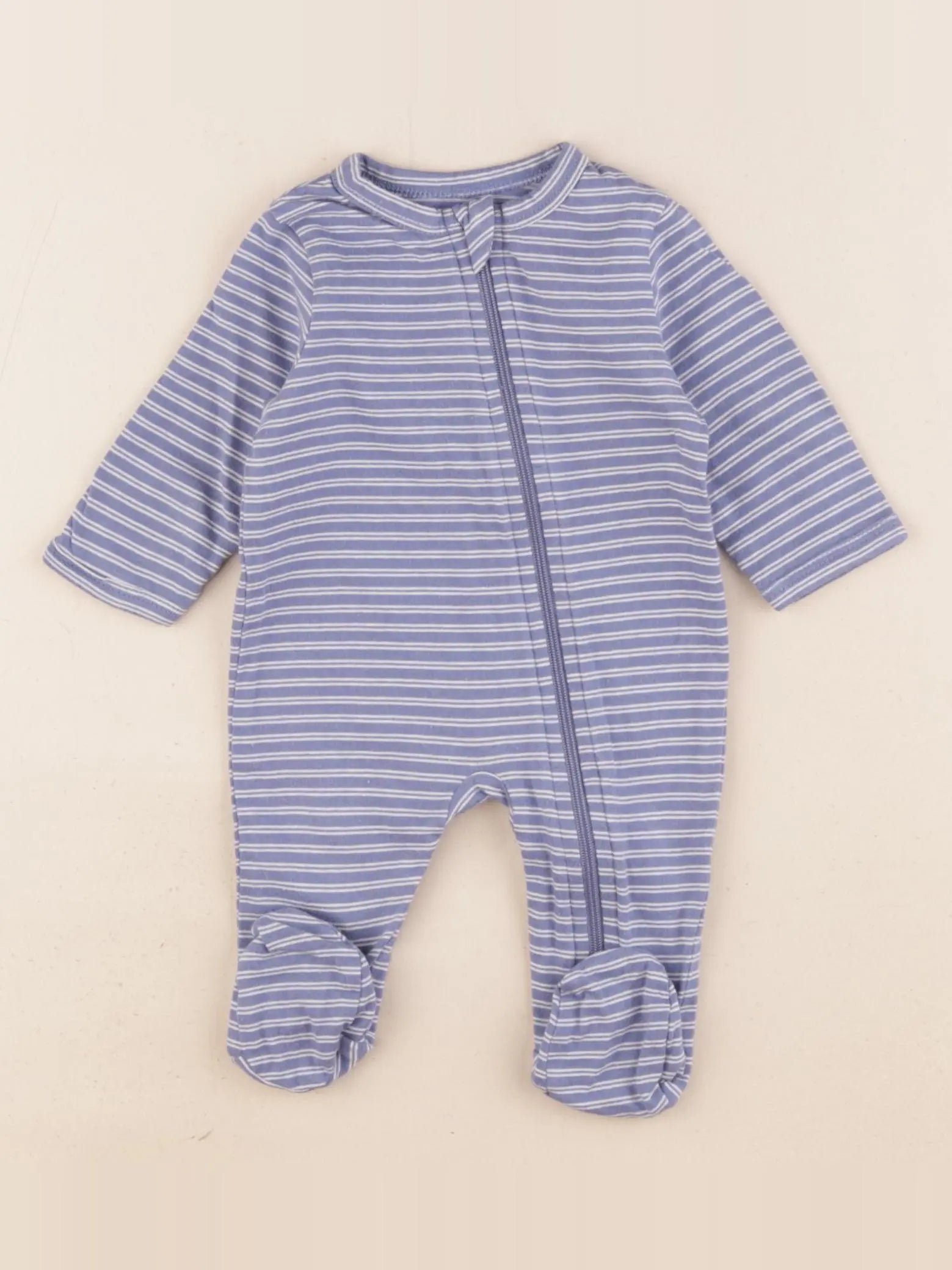 Vertbaudet - pyjama coton bleu, blanc - 1 mois
