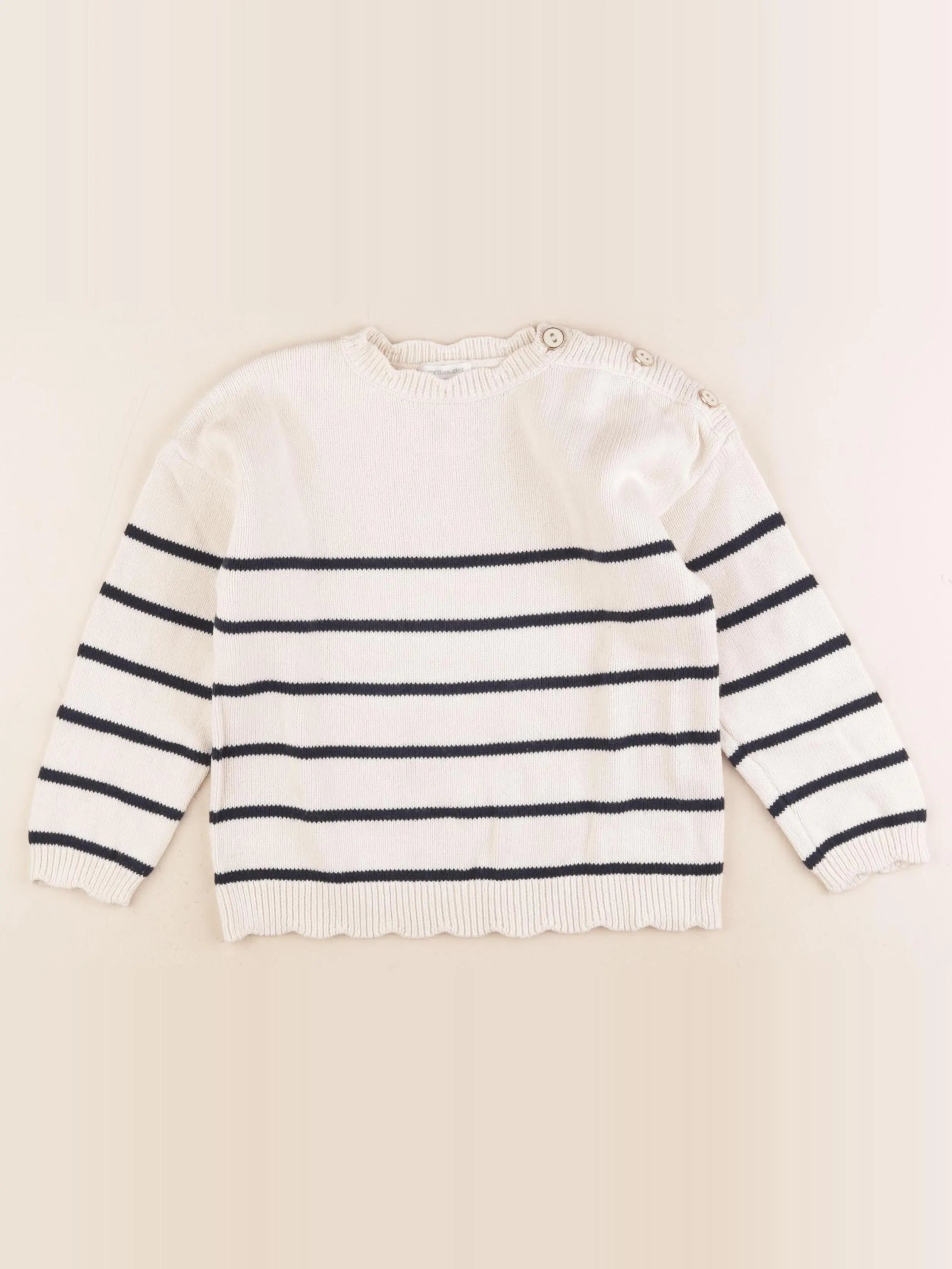 Vertbaudet - pull beige, bleu - 6 ans