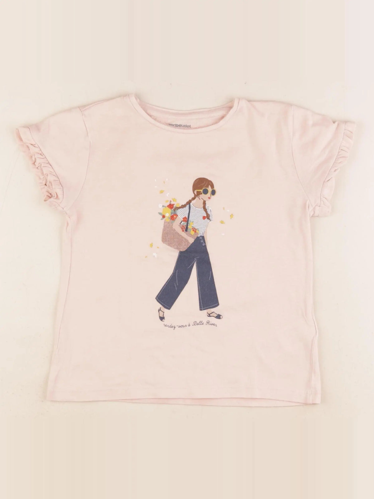 Vertbaudet - tee-shirt rose - 6 ans