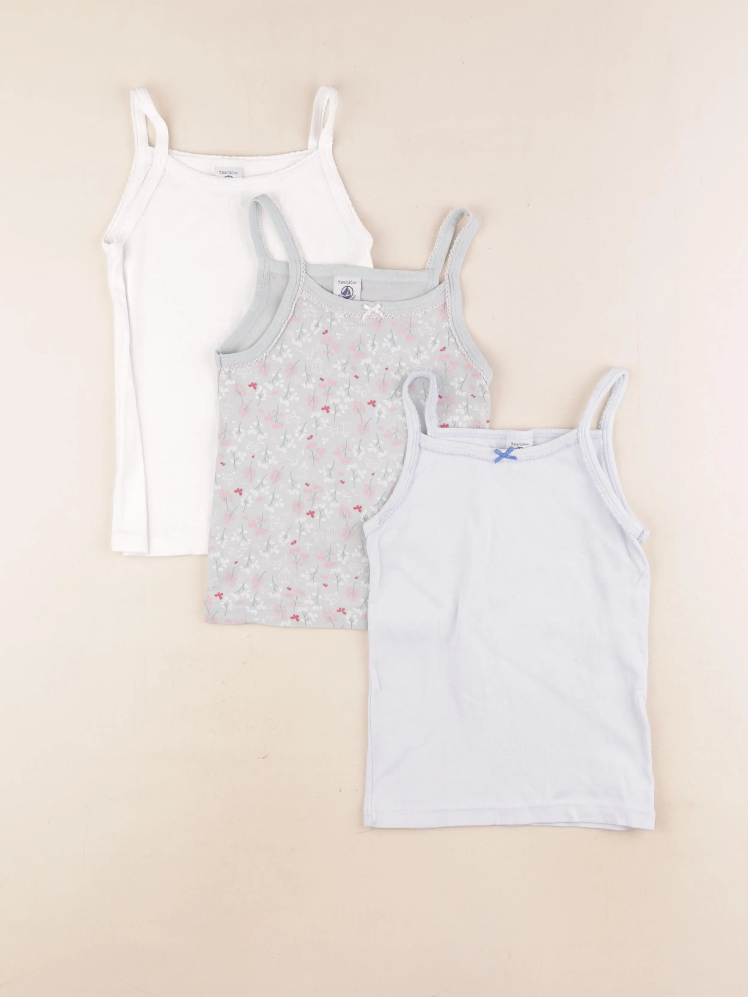 Petit Bateau - lot de 3 maillots de corps multicolore - 5 ans