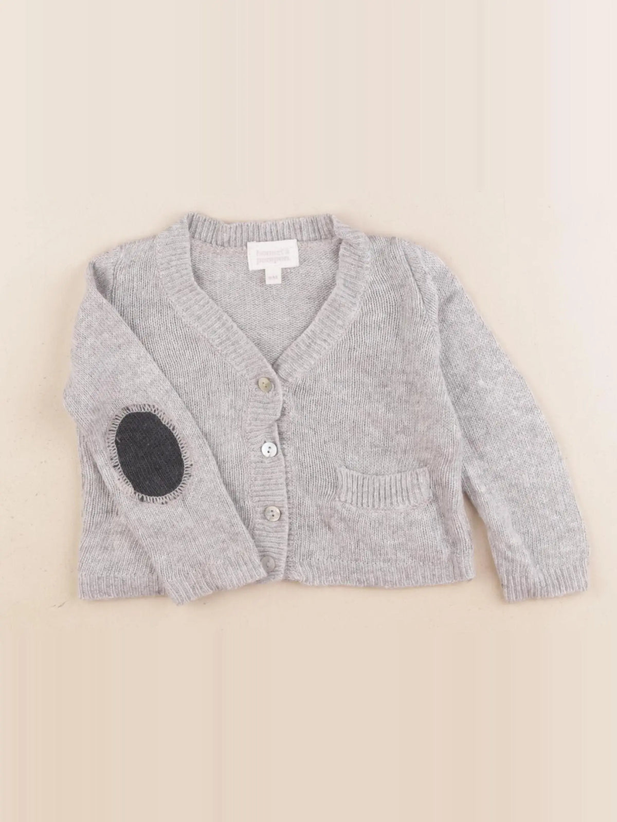 Bonnet à Pompon - gilet gris - 9 mois