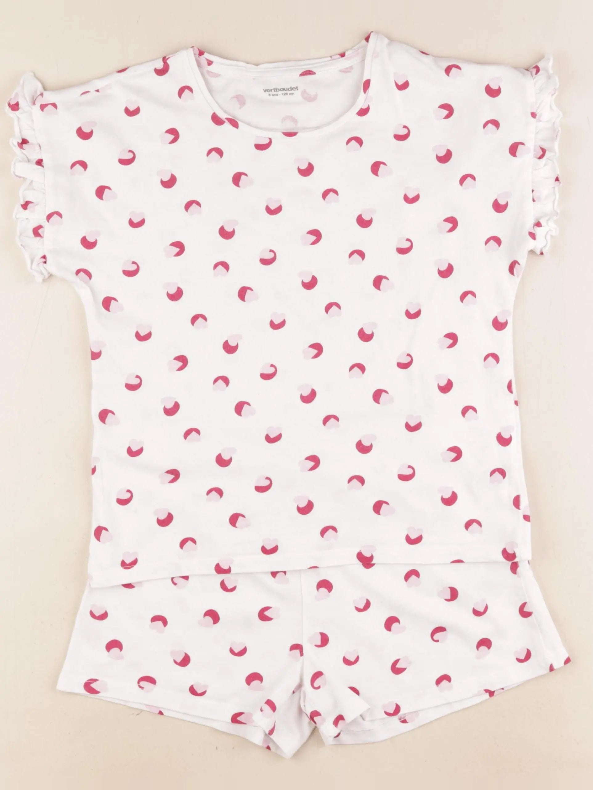 Vertbaudet - pyjama coton blanc, rose - 8 ans