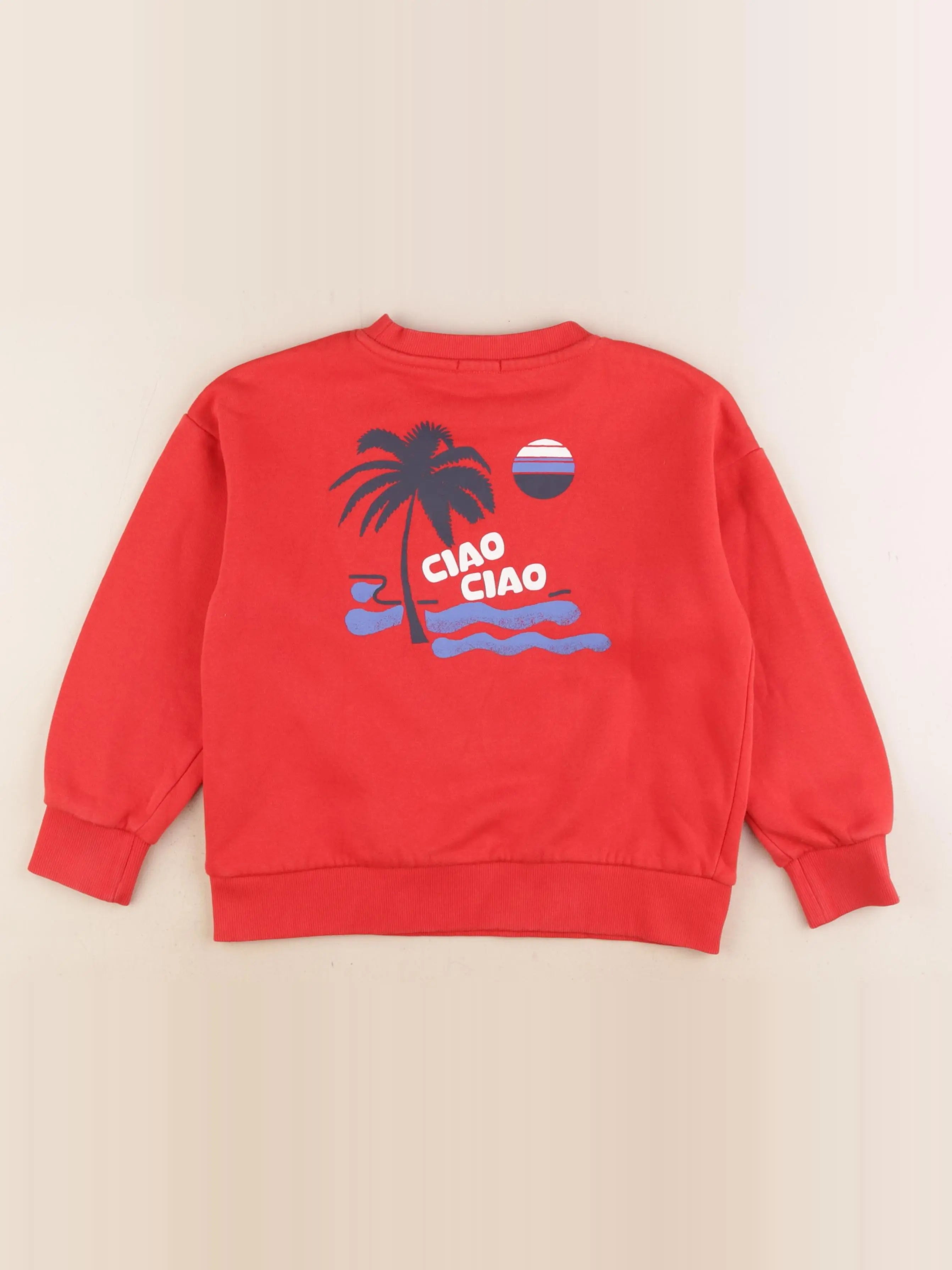 Vertbaudet - sweat imprimé au dos rouge - 8 ans
