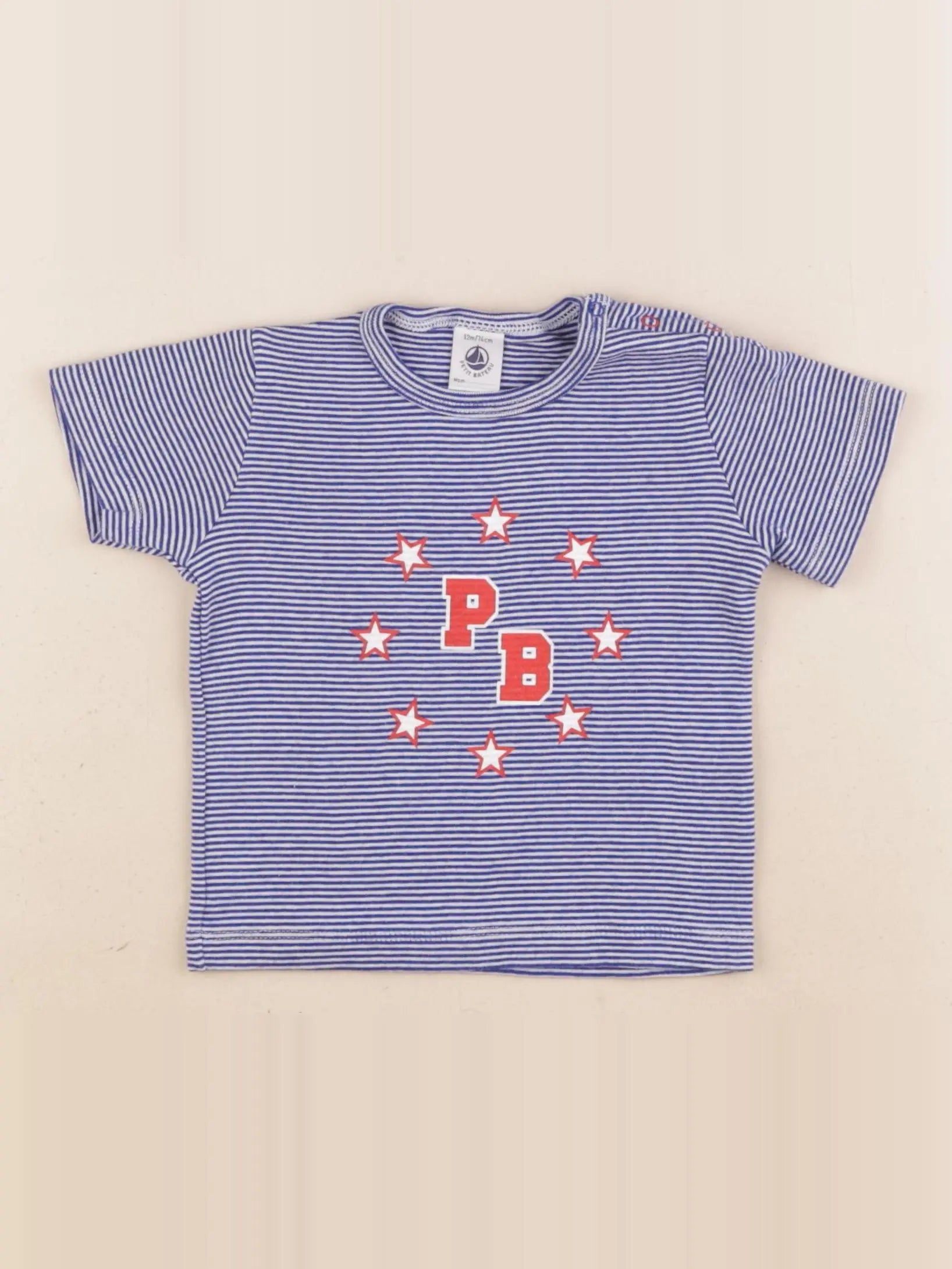 Petit Bateau - tee-shirt bleu - 12 mois