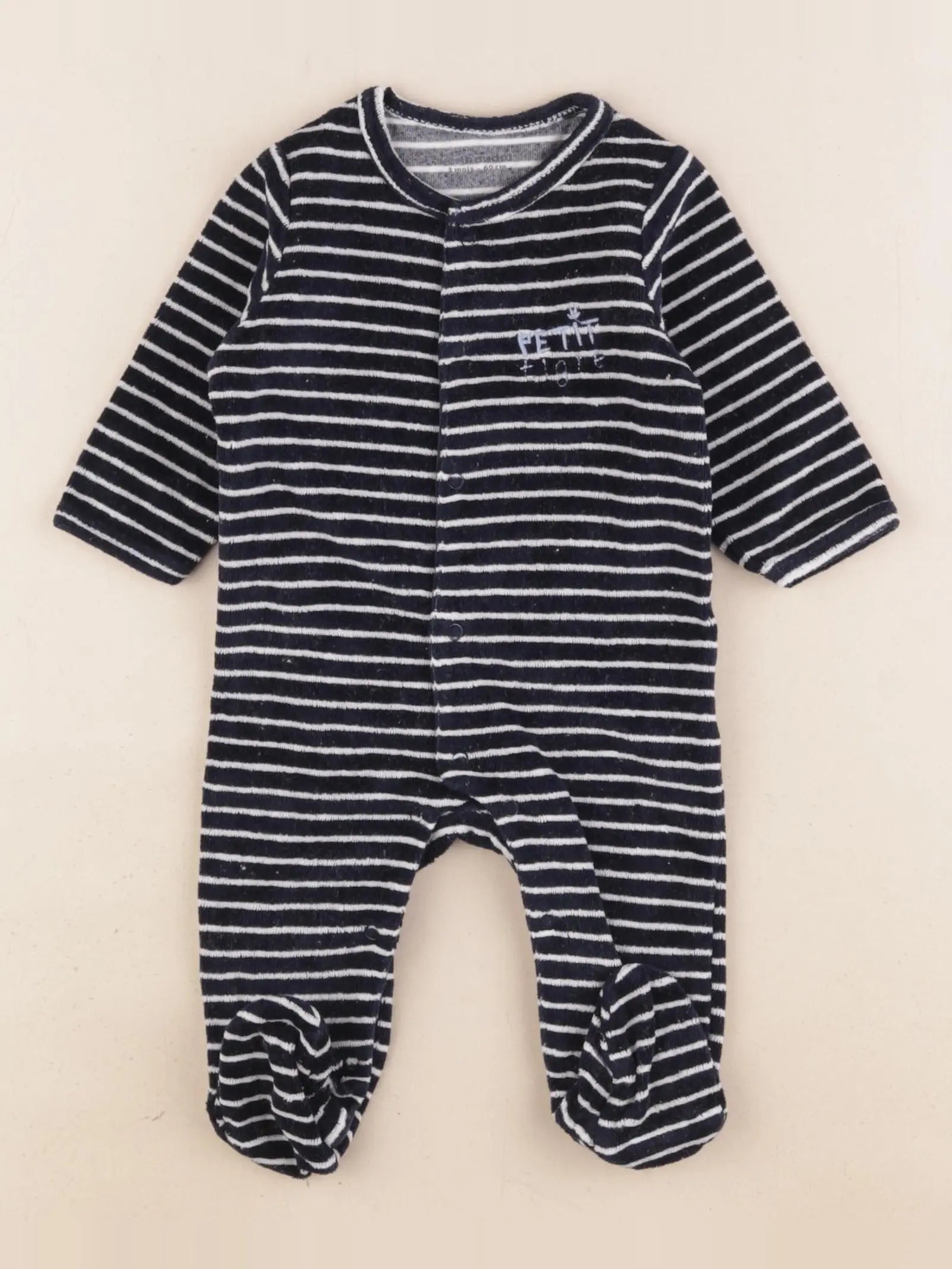 Vertbaudet - pyjama velours bleu - 3 mois