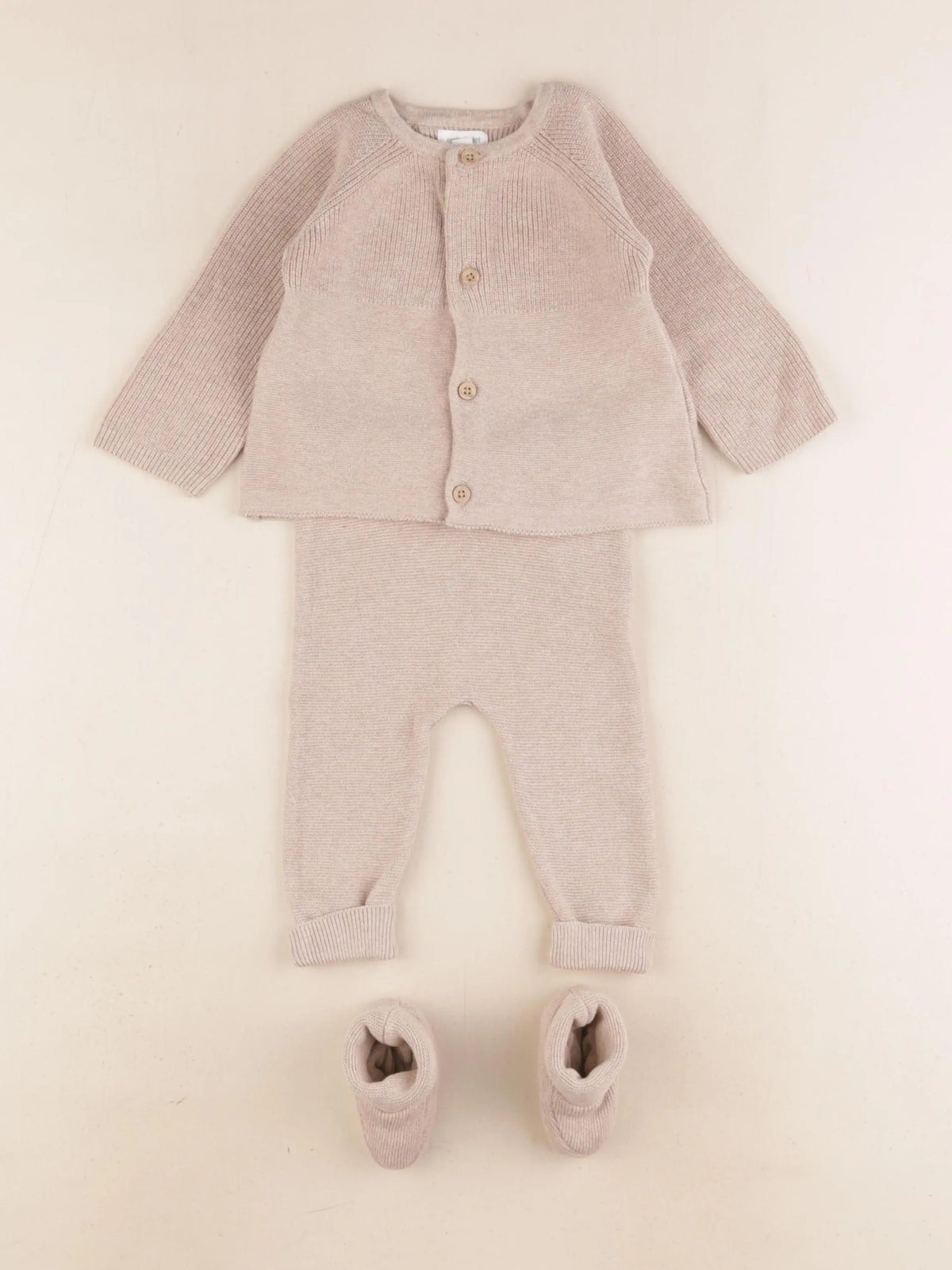 Vertbaudet - ensemble beige - 9 mois
