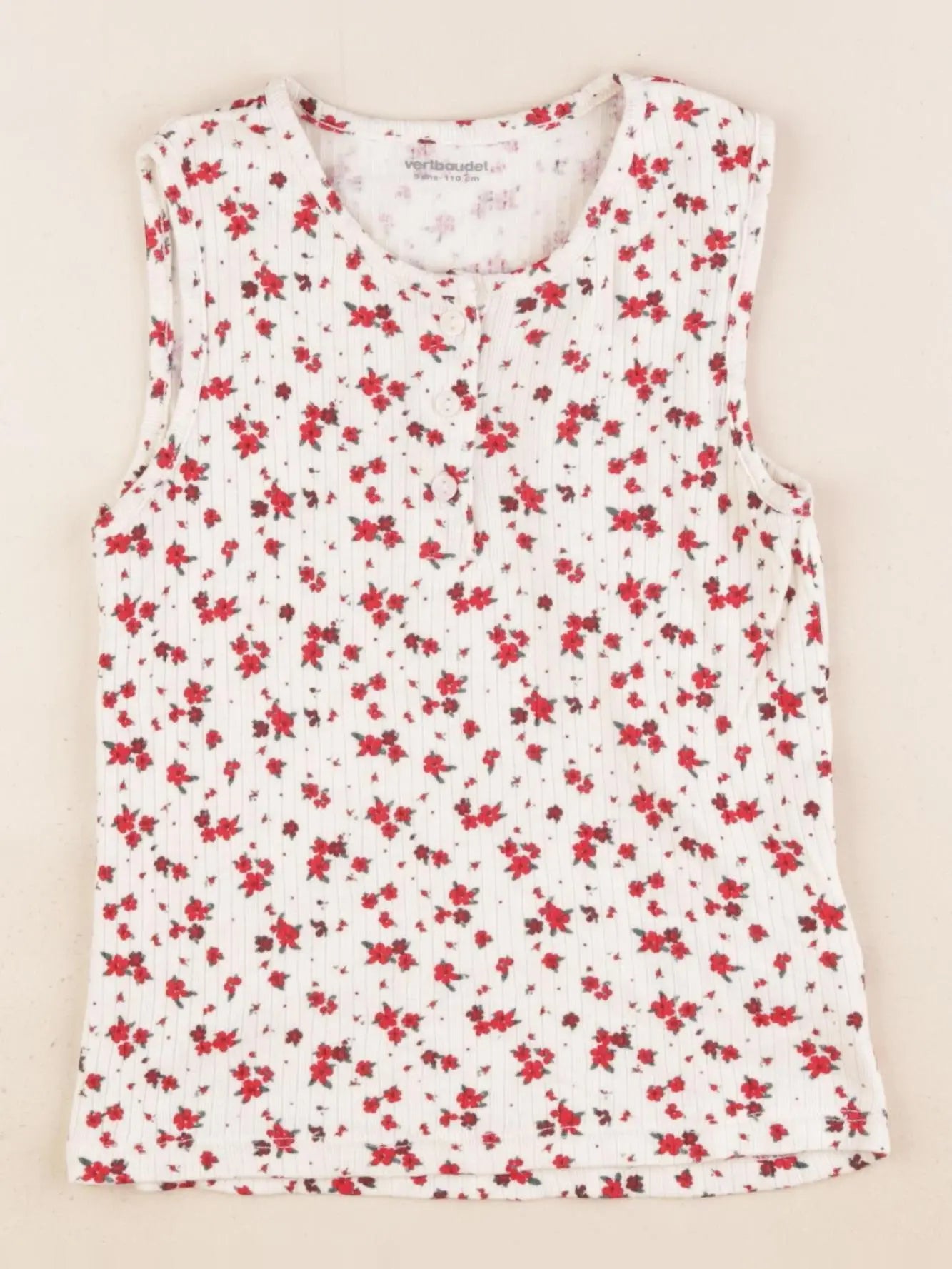 Vertbaudet - débardeur beige, rouge - 5 ans