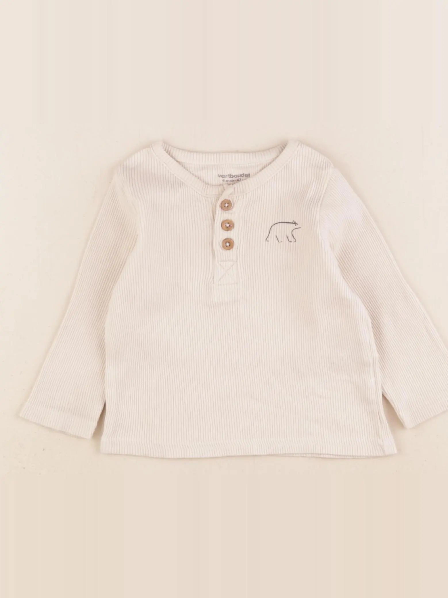 Vertbaudet - tee-shirt beige - 6 mois