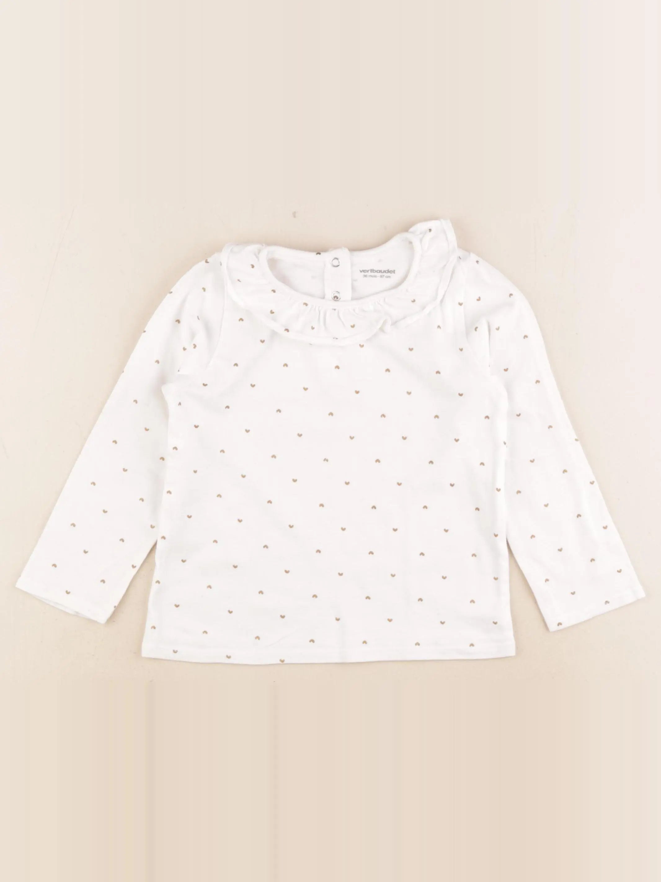 Vertbaudet - tee-shirt blanc, or - 3 ans