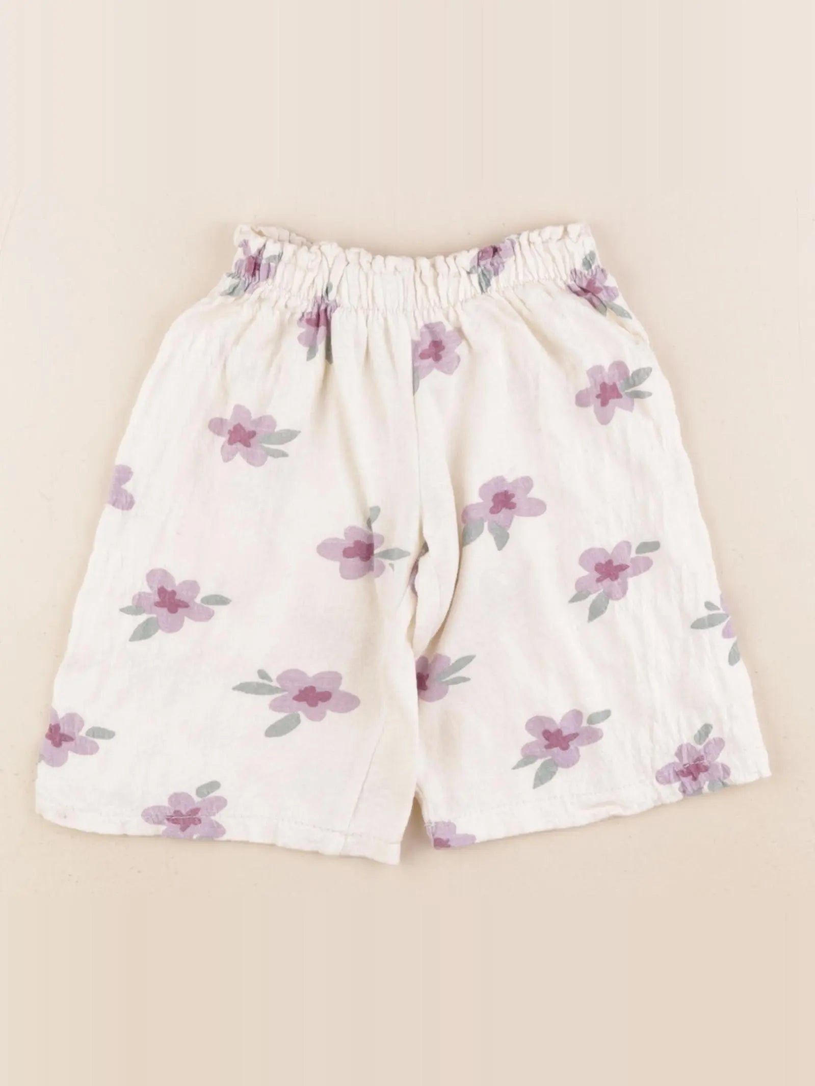 Zara - pantalon beige, violet - 9/12 mois