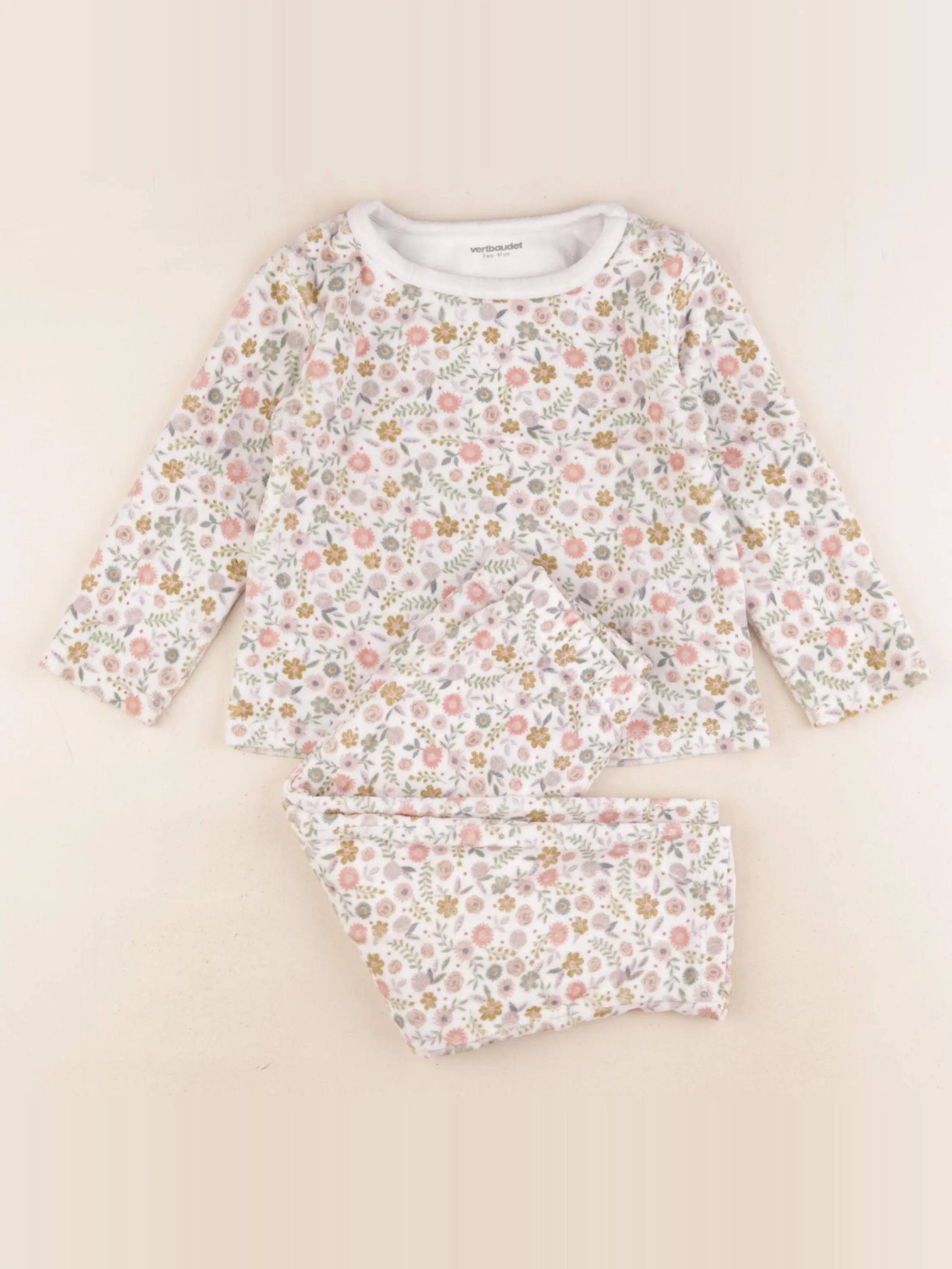 Vertbaudet - pyjama velours multicolore - 3 ans