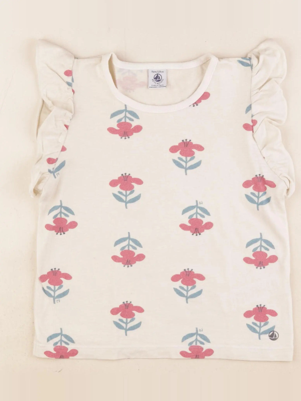 Petit Bateau - tee-shirt beige - 8 ans