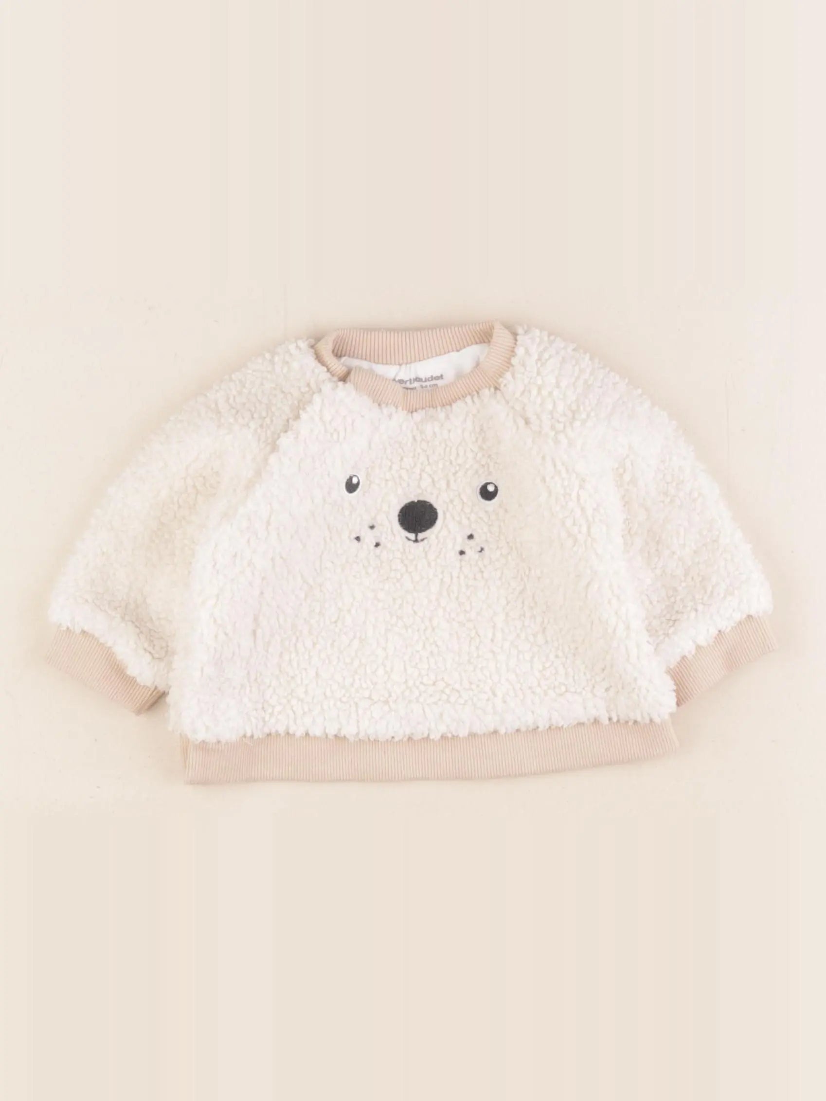 Vertbaudet - sweat beige - 1 mois