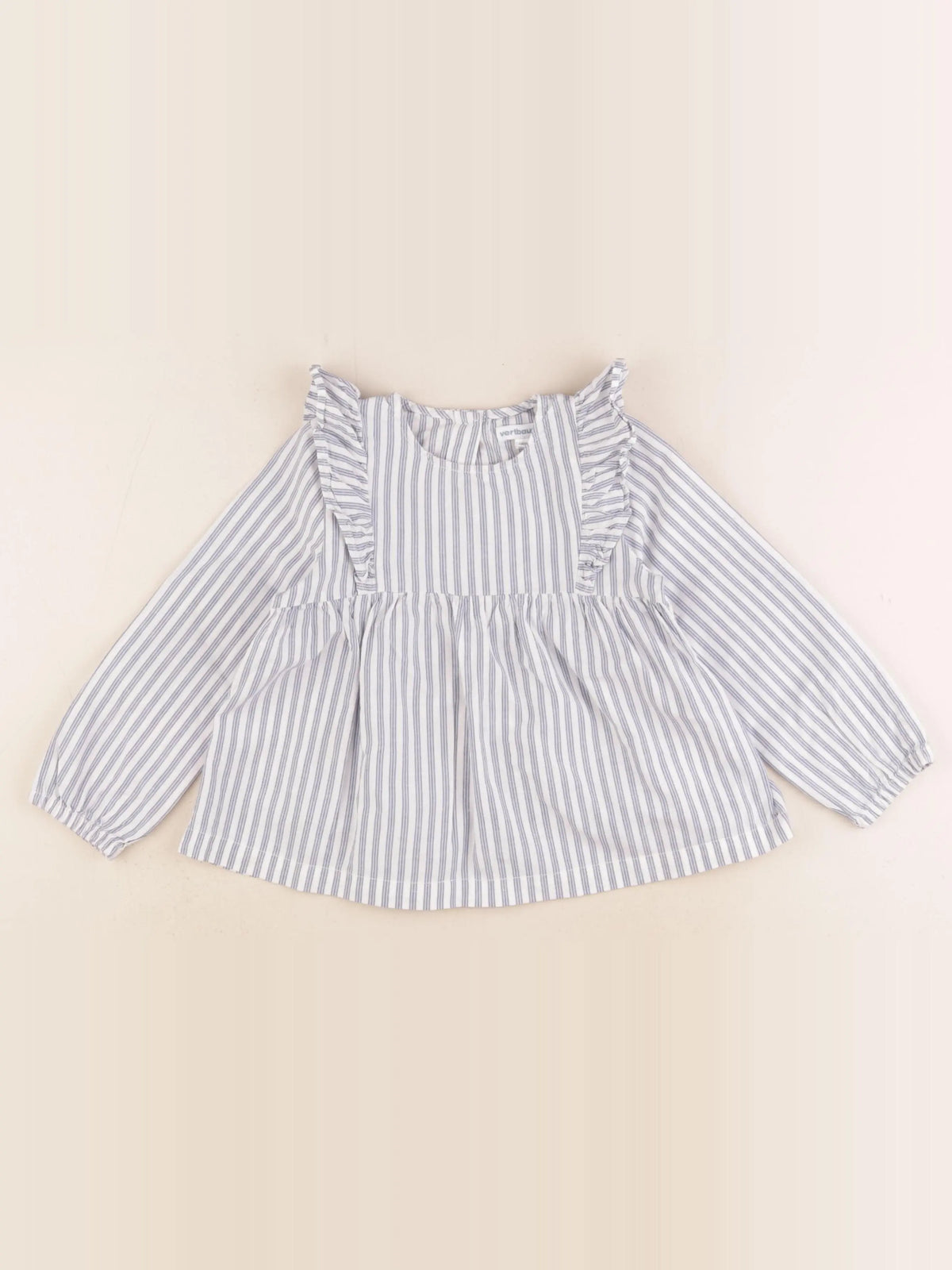 Vertbaudet - blouse bleu, blanc - 3 ans