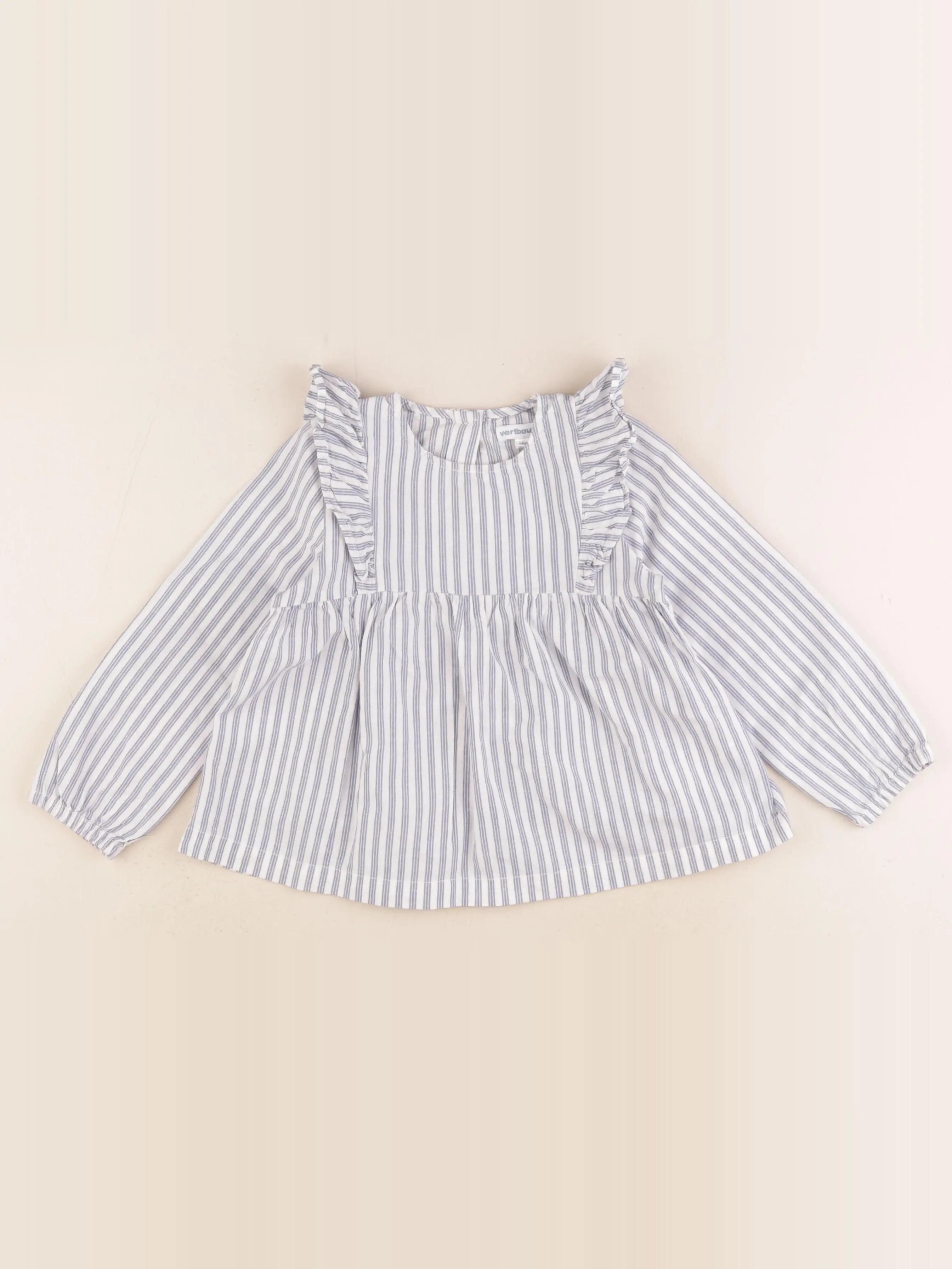 Vertbaudet - blouse bleu, blanc - 3 ans
