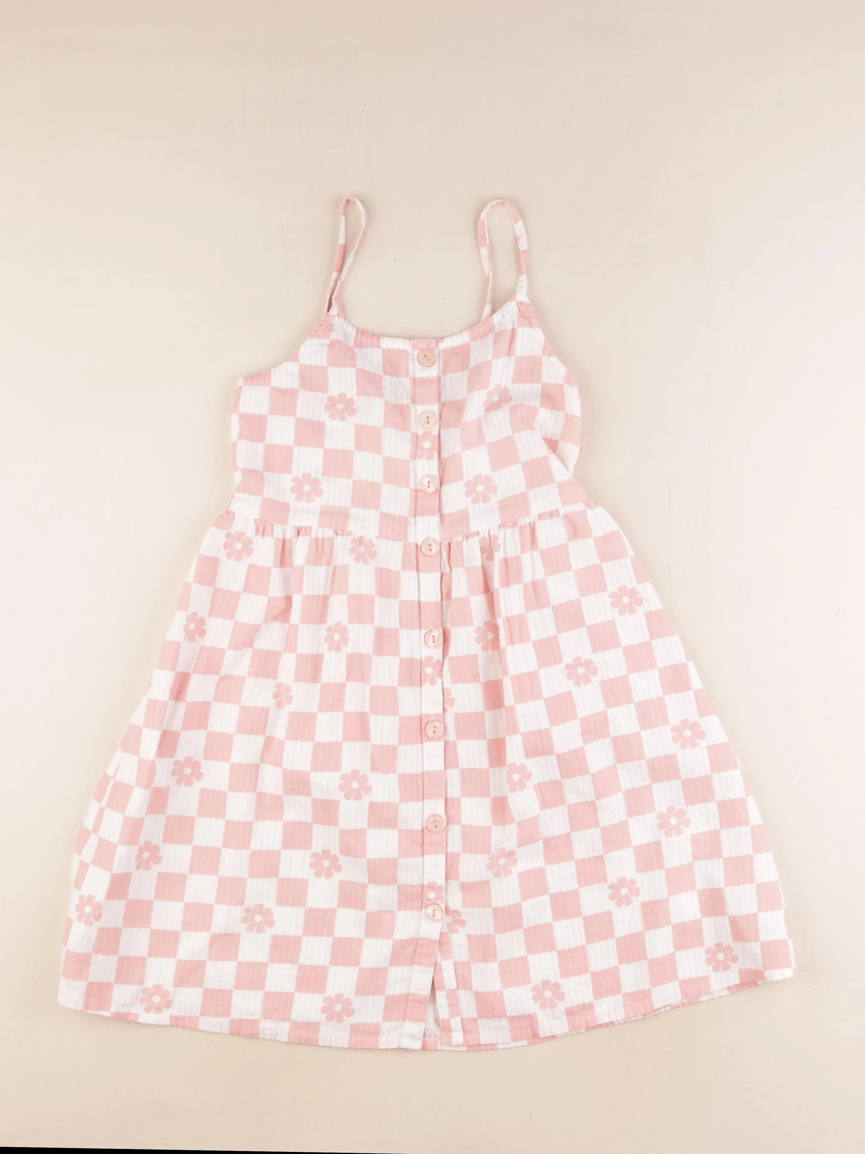 Monoprix - robe blanc, rose - 6/8 ans