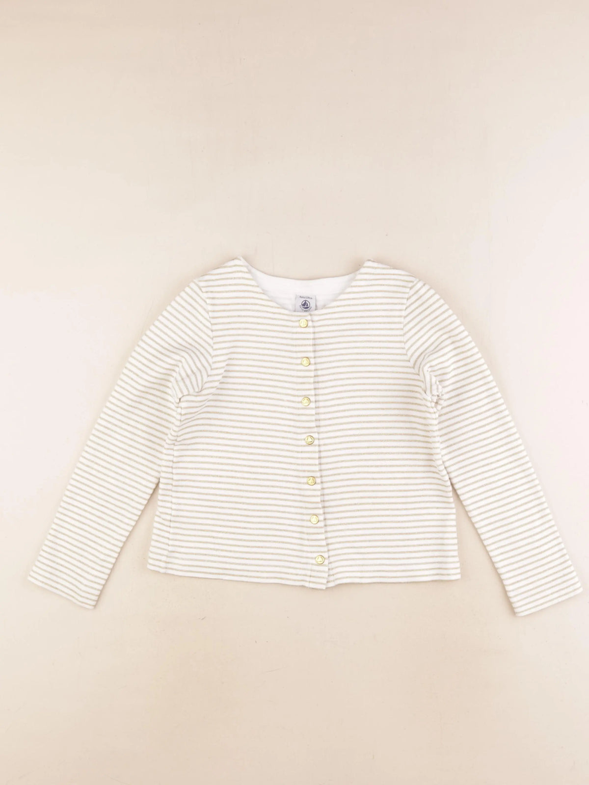 Petit Bateau - gilet blanc, or - 8 ans