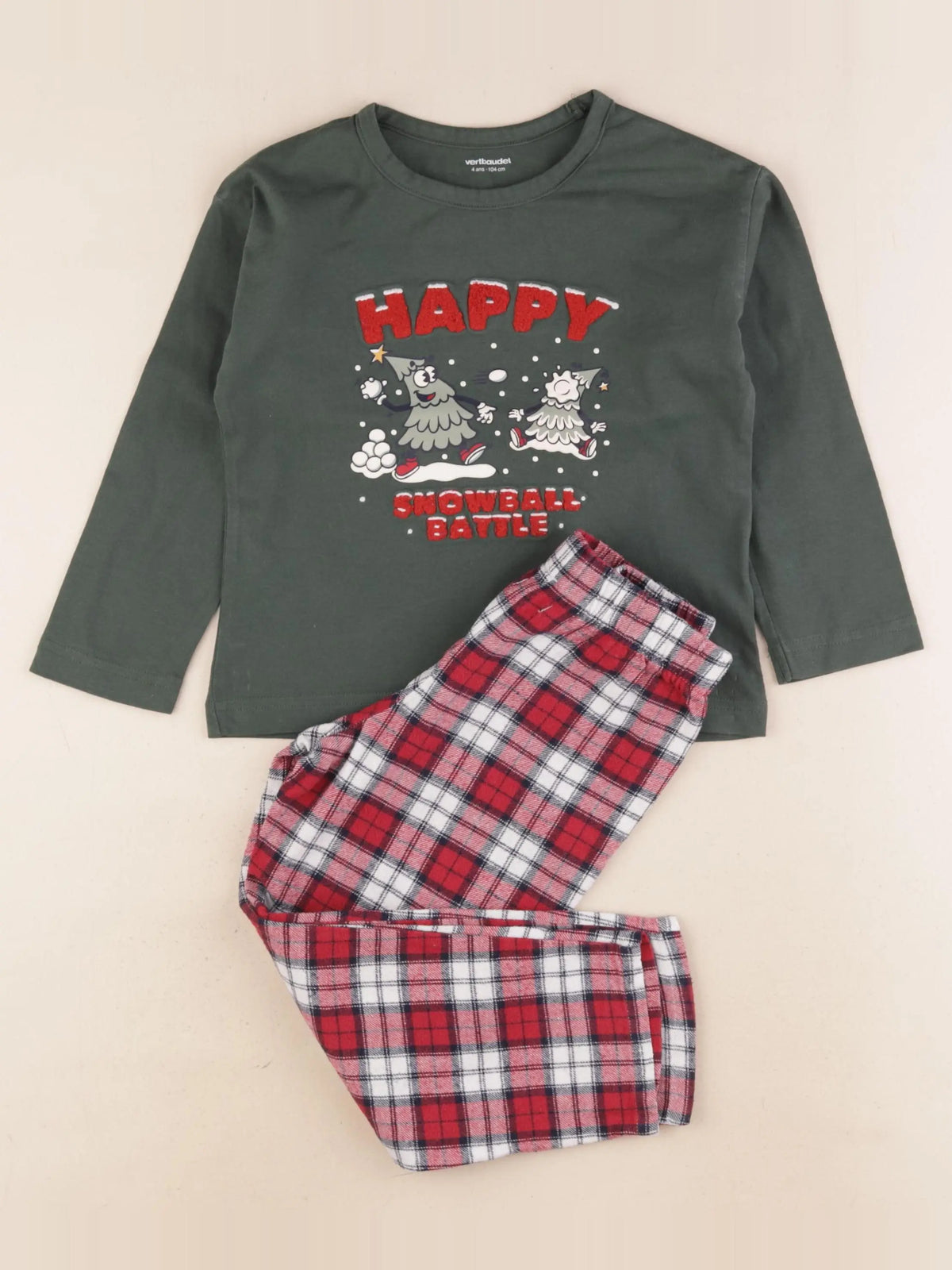Vertbaudet - pyjama coton vert - 4 ans