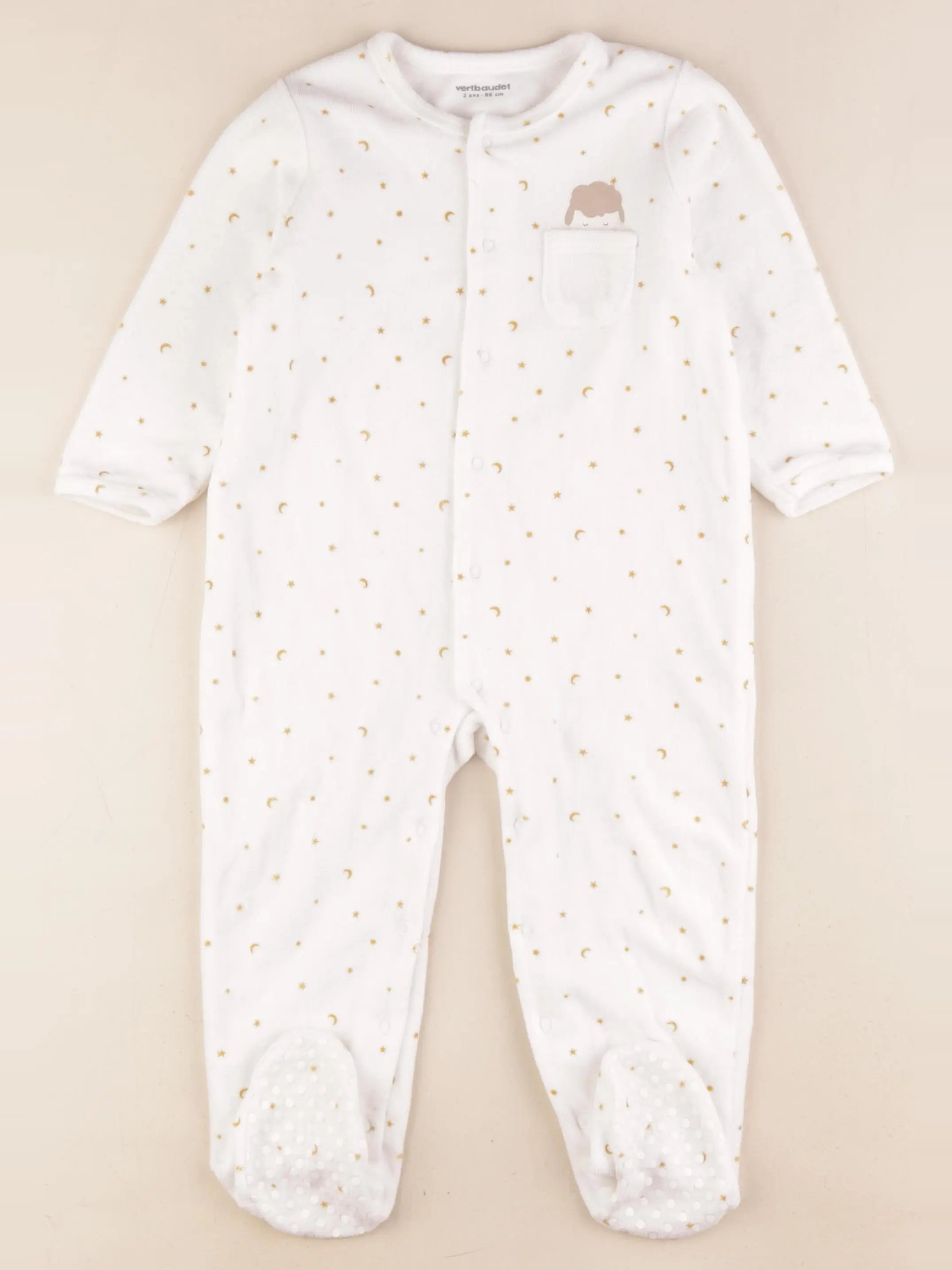Vertbaudet - pyjama velours blanc - 2 ans